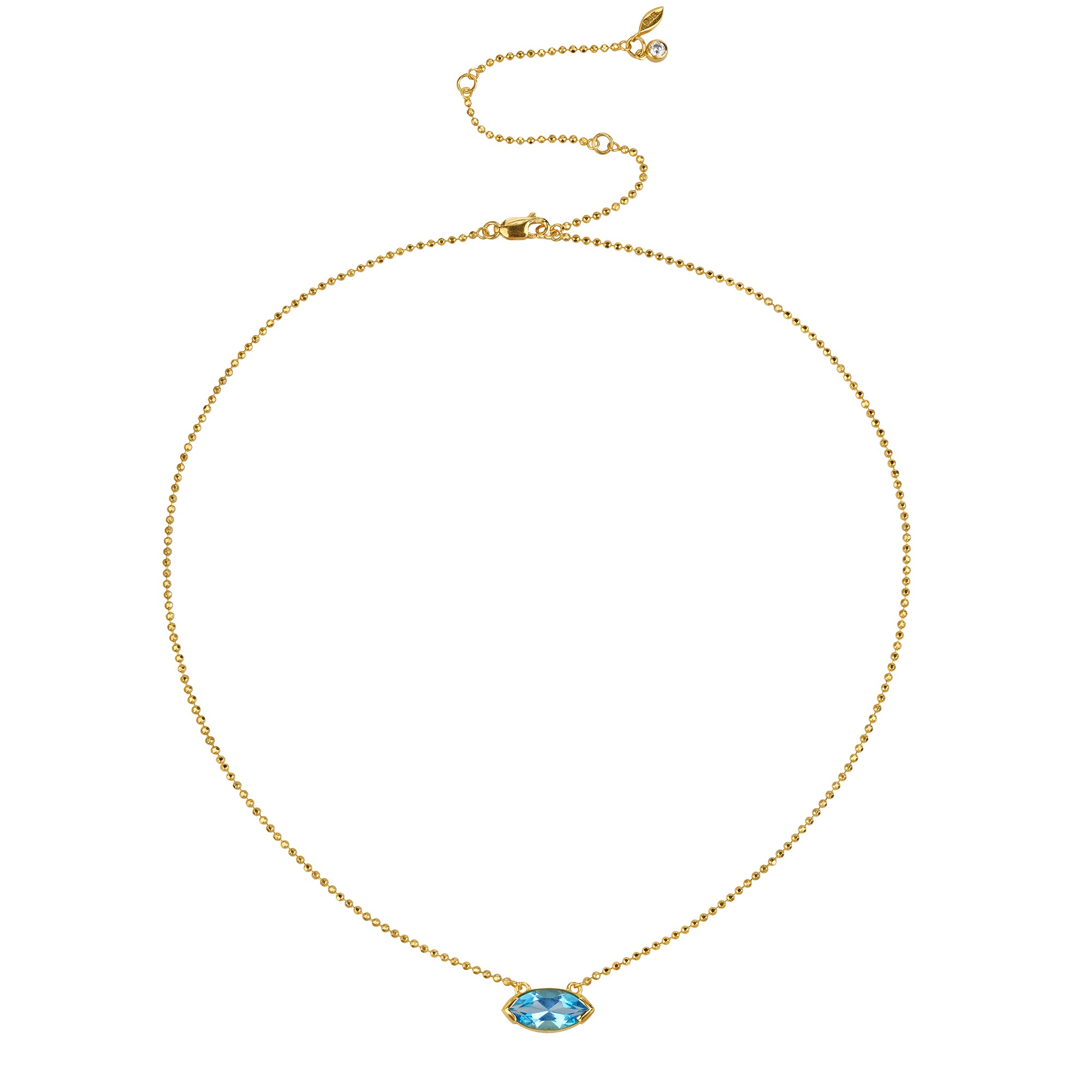 IBU LARGE MARQUISE PENDANT NECKLACE - SWISS BLUE TOPAZ