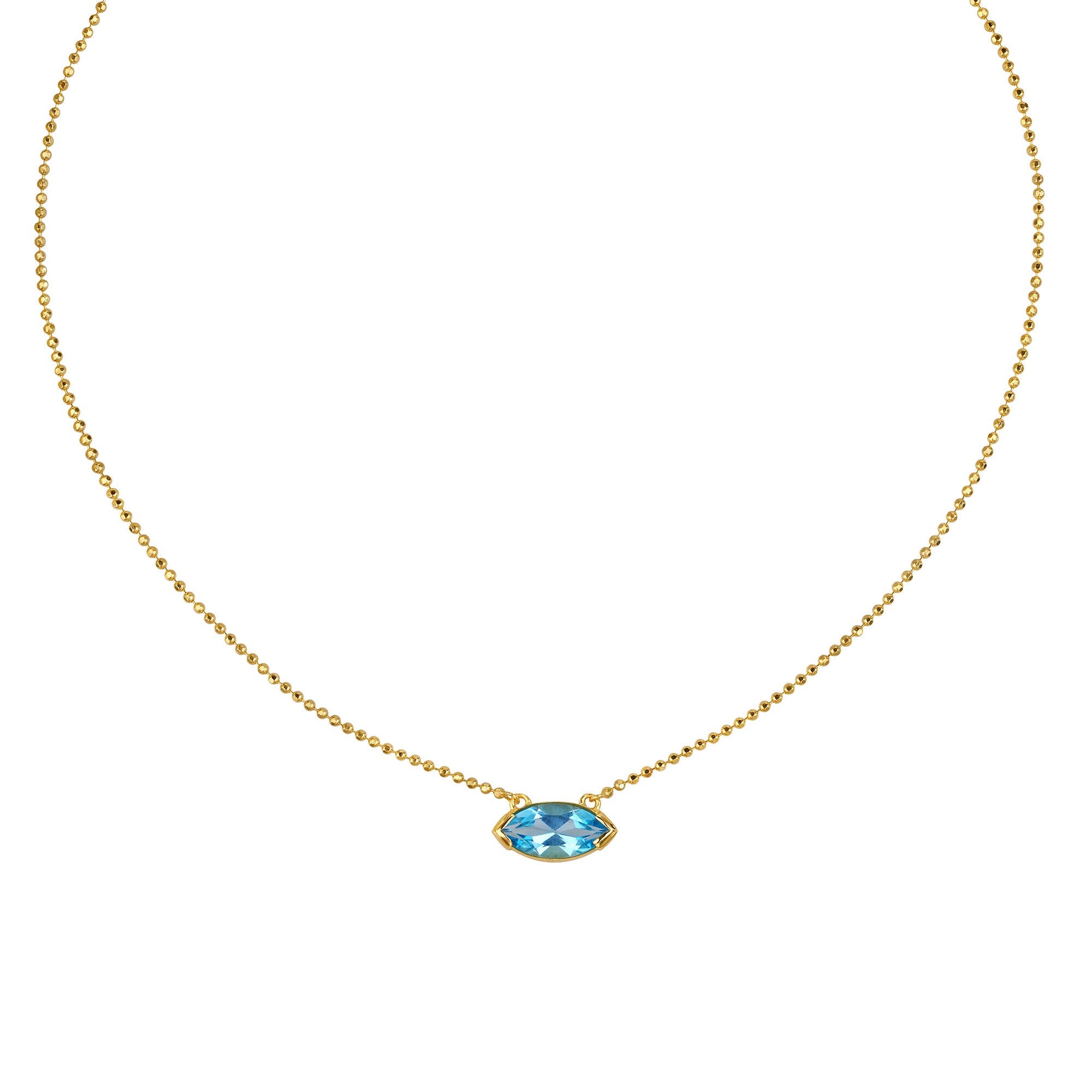 IBU LARGE MARQUISE PENDANT NECKLACE - SWISS BLUE TOPAZ