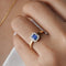 BLUE SAPPHIRE AND DIAMOND RING - SOLID 18K YELLOW GOLD