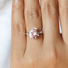 FLOWER PINK MORGANITE & DIAMOND RING - SOLID 14K WHITE GOLD