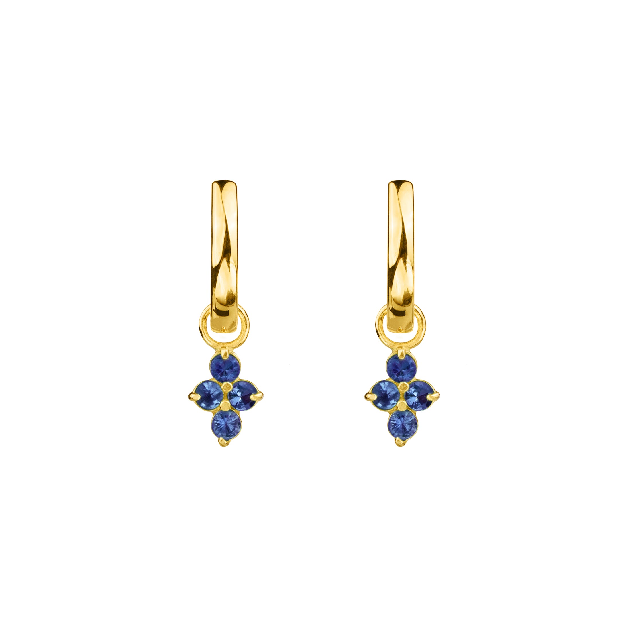 IBU HUGGIES EARRINGS WITH BLUE SAPPHIRE CHARMS