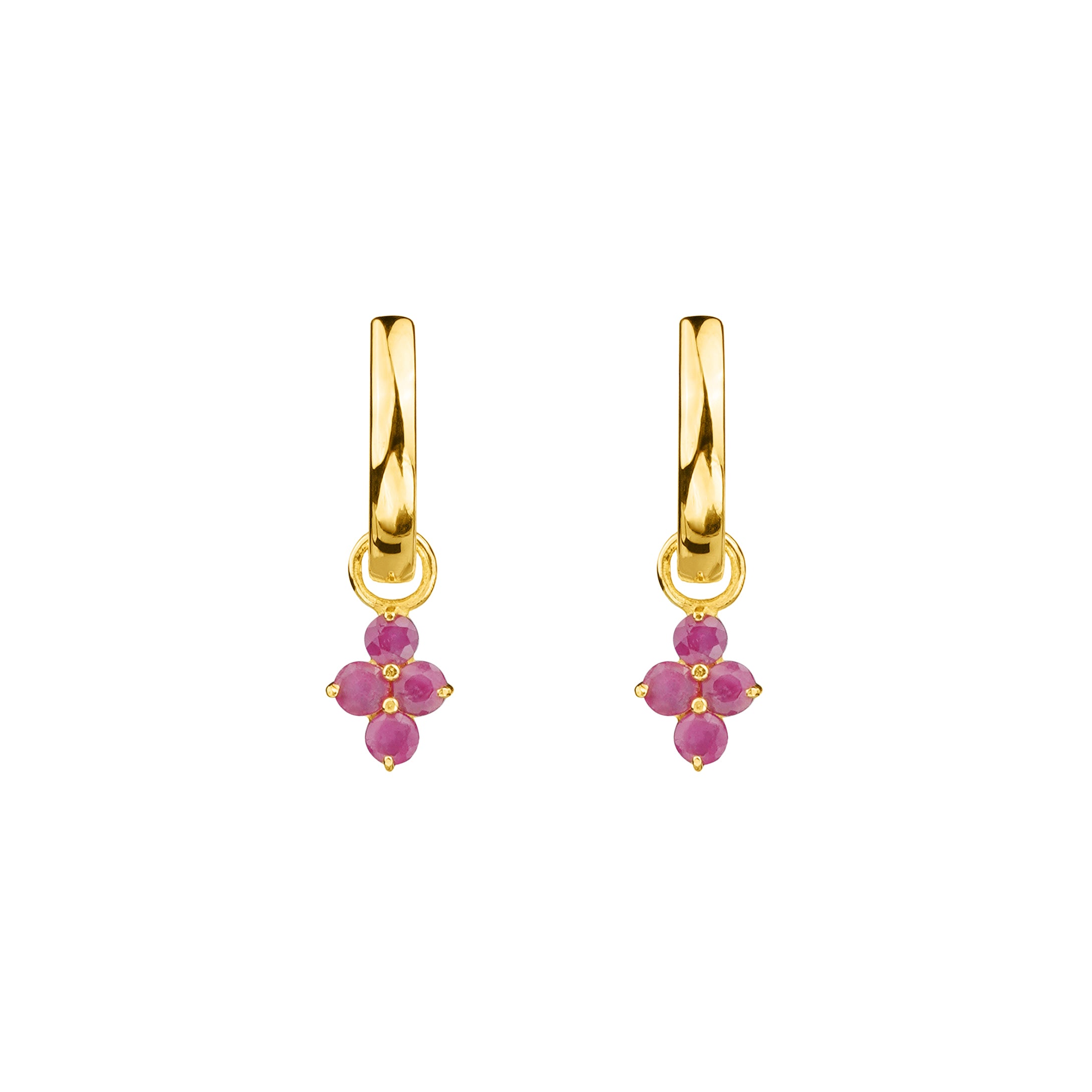 IBU HUGGIES EARRINGS WITH RUBY CHARMS