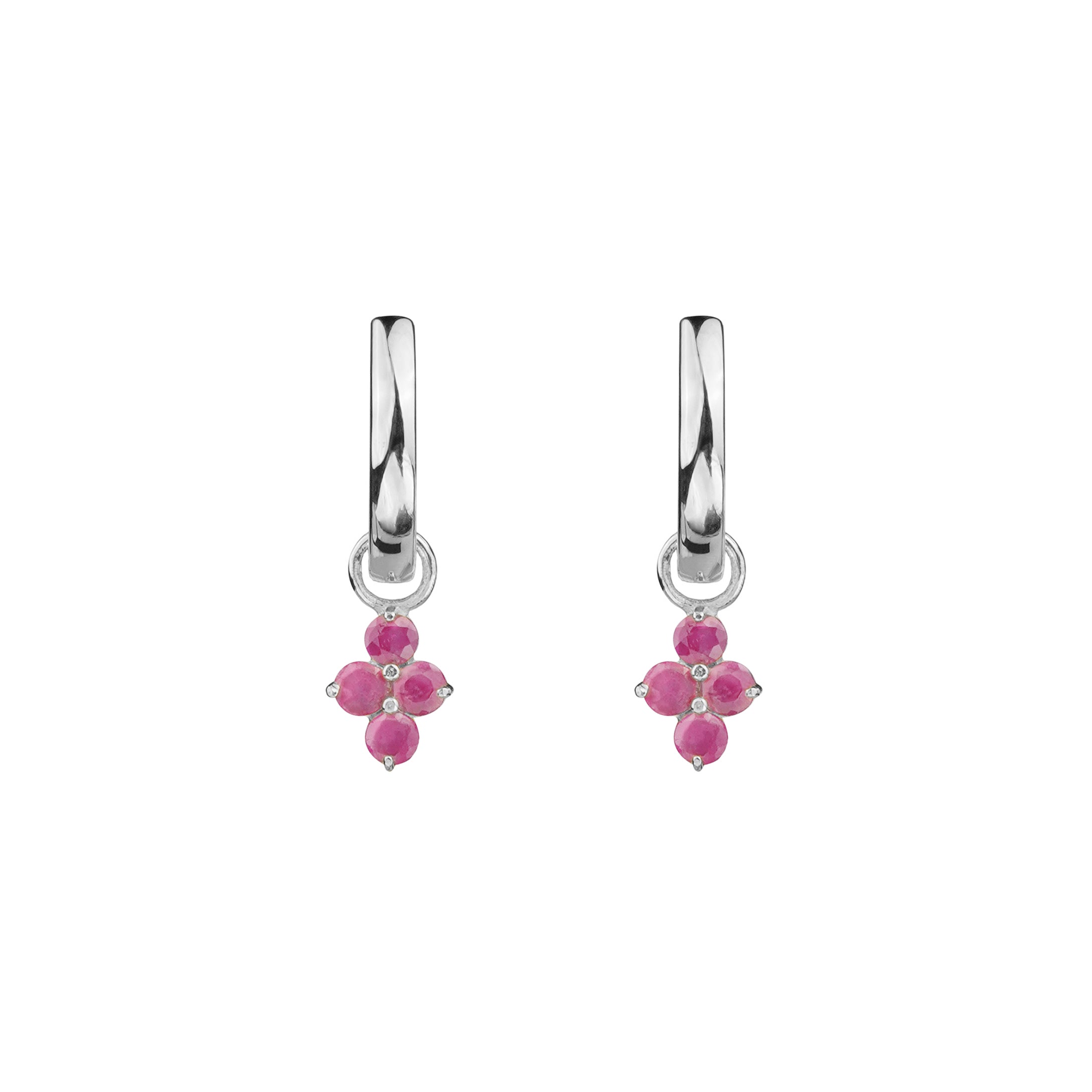 IBU HUGGIES EARRINGS WITH RUBY CHARMS