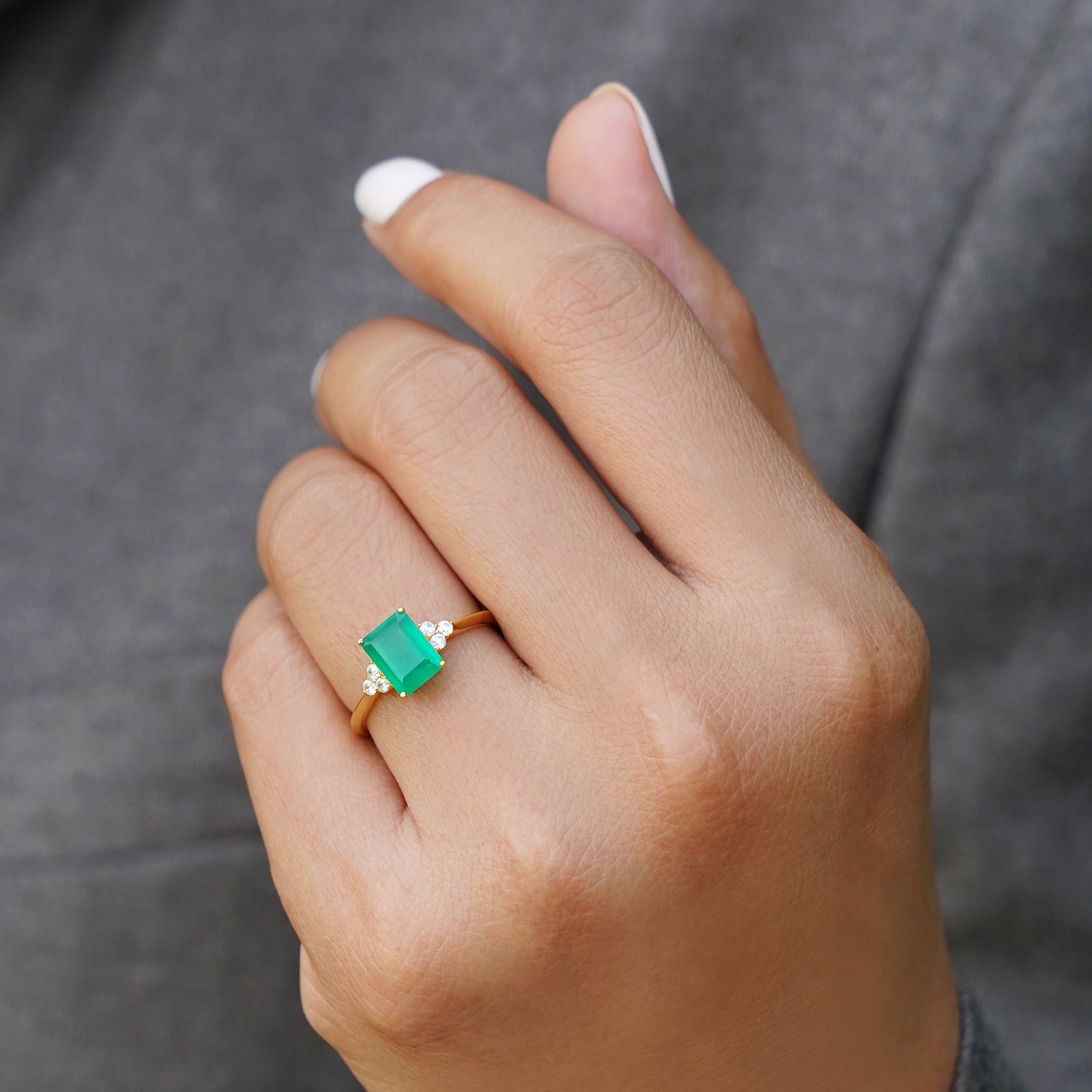 IBU GREEN ONYX RING - BAGUETTE SHAPED