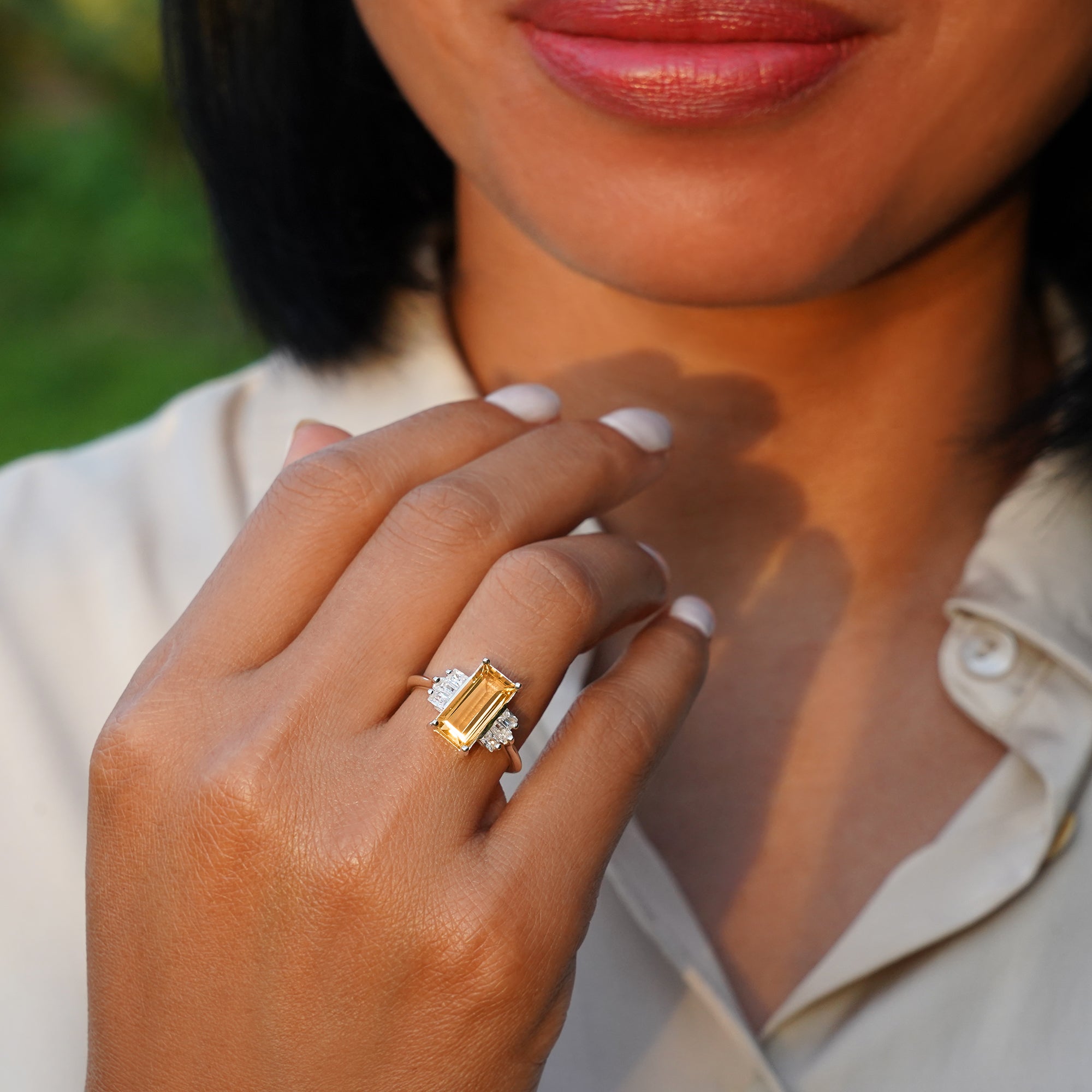 IBU LONG CITRINE RING