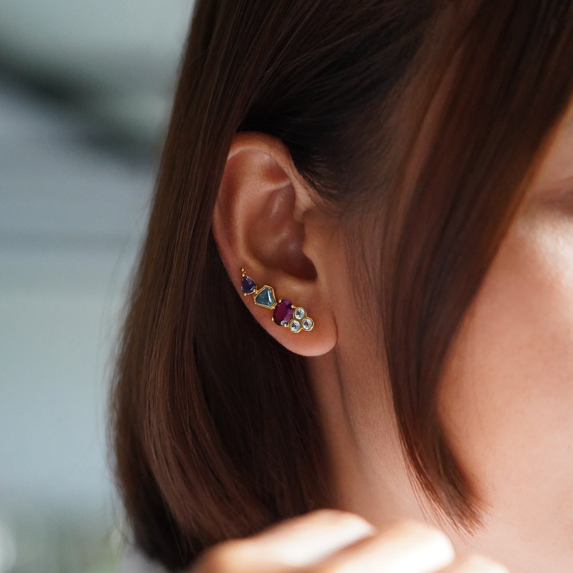 Ibu Rainbow Ear Climber Earrings | BITS OF BALI JEWELRY