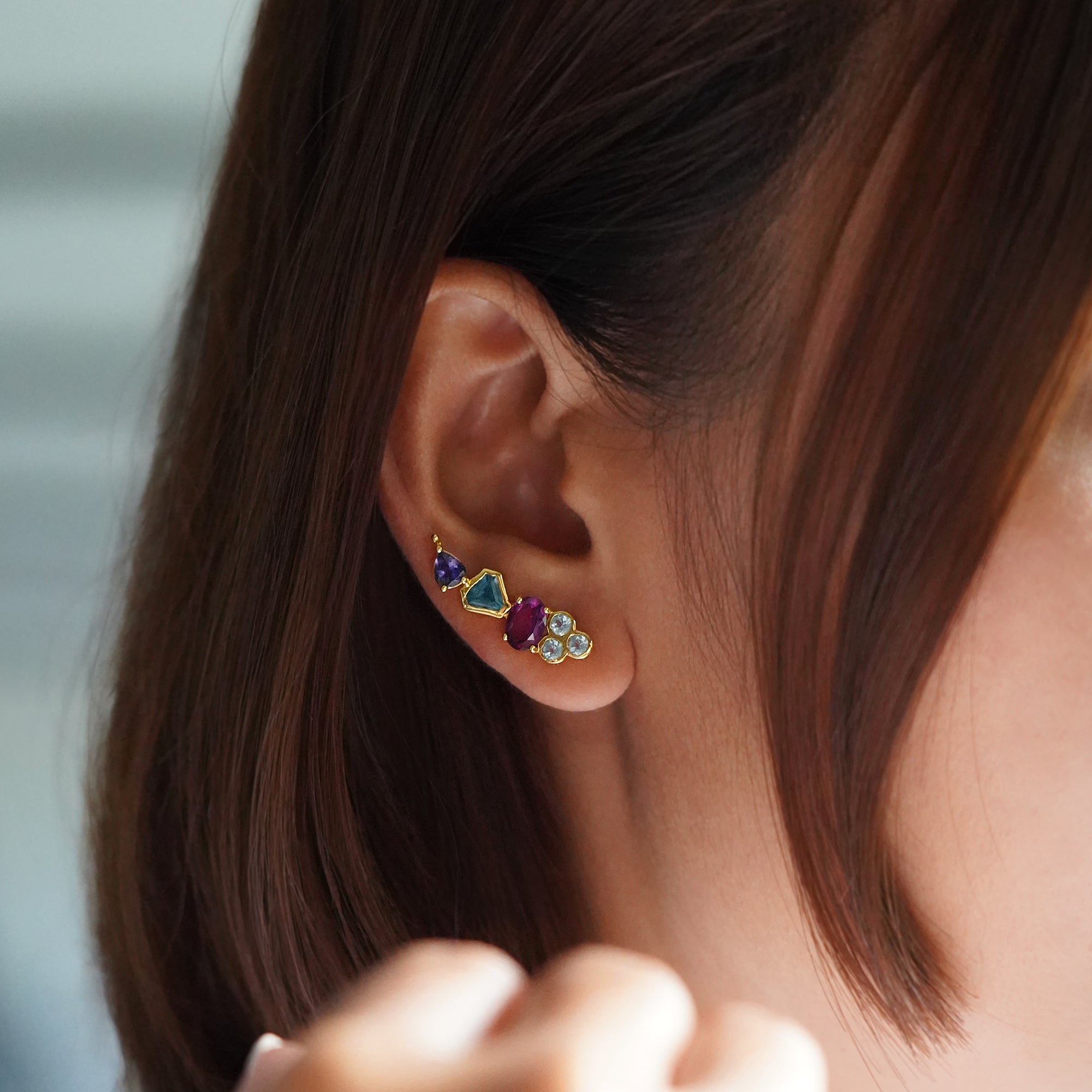 Ibu Rainbow Ear Climber Earrings | BITS OF BALI JEWELRY