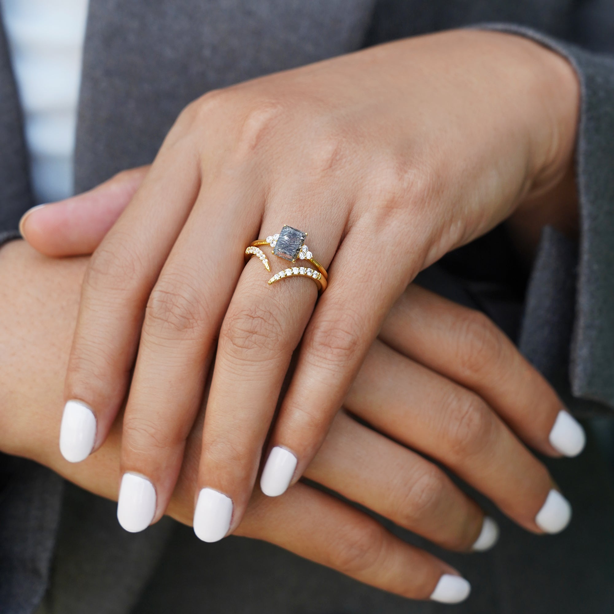 Ibu Rutilated Quartz Ring - Baguette Shape | BITS OF BALI JEWELRY