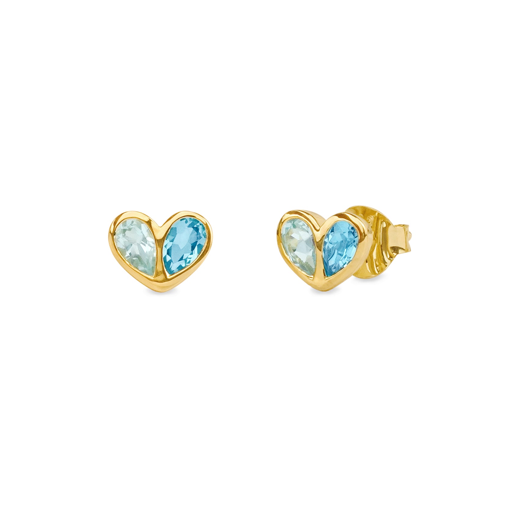 IBU TWO PEARS INTO HEART EARRINGS - BLUE TOPAZ