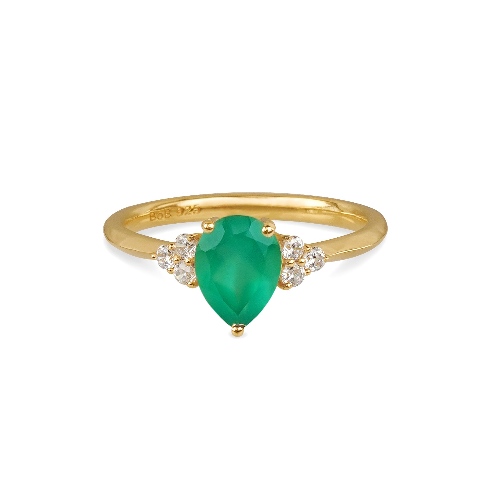 IBU GREEN ONYX TEAR DROP RING