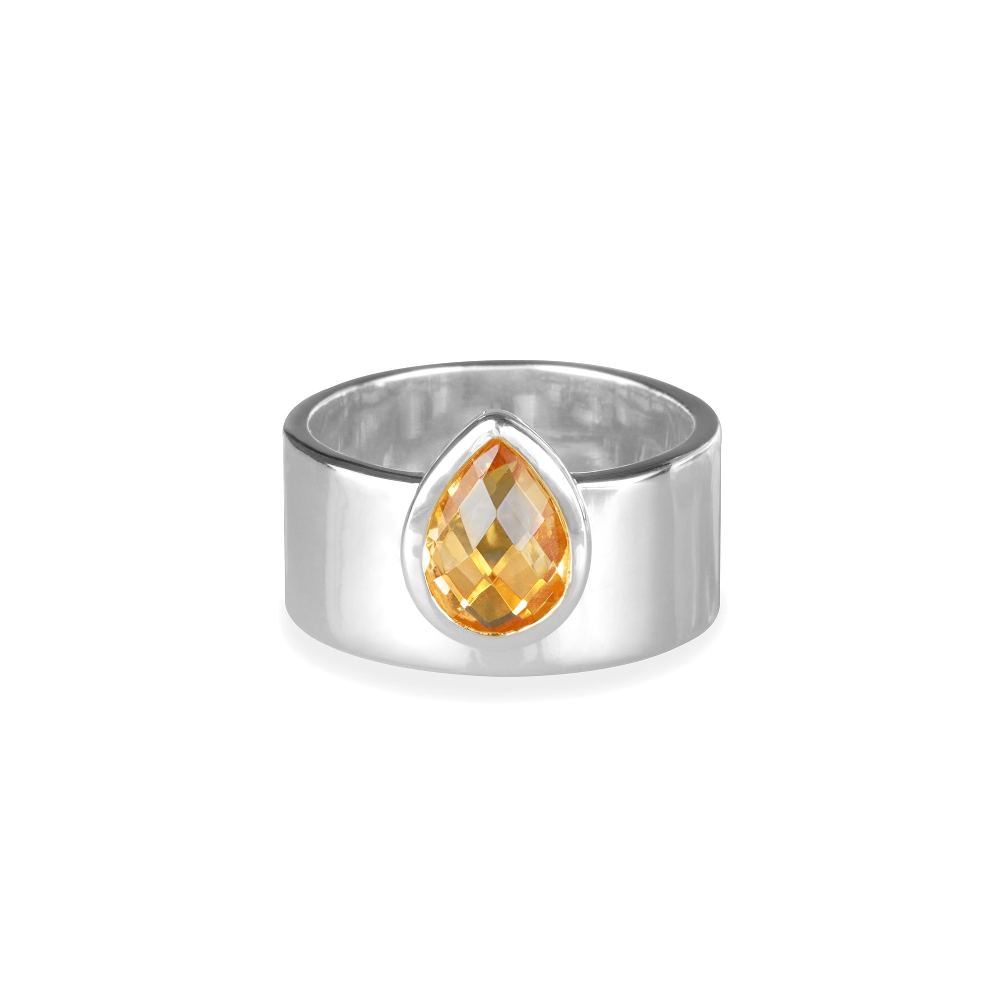 IBU Vira Bold Ring Sterling Silver - Pear-Shaped Citrine