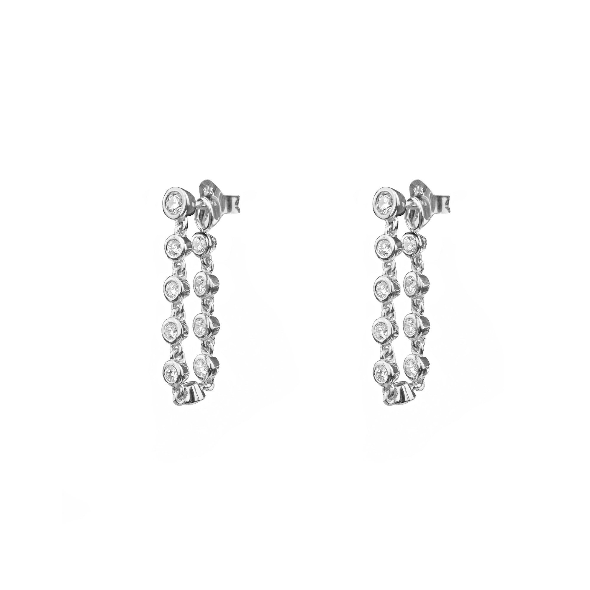 IBU BEZEL CZ LOOP EARRINGS