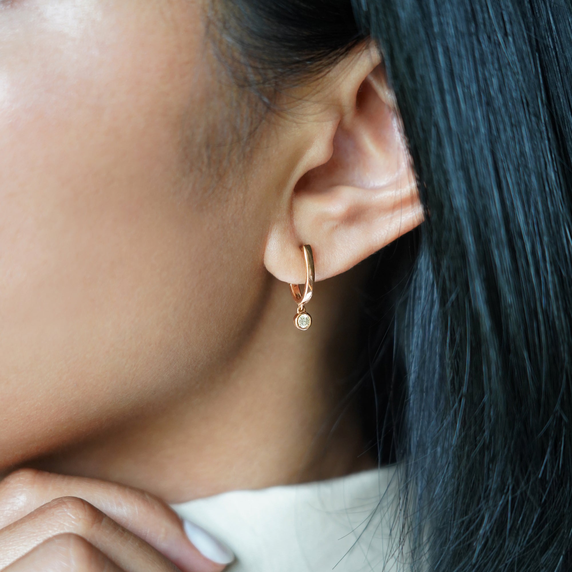 Versatile Diamond Charm Earrings - Solid 18K Rose Gold | BITS OF BALI JEWELRY