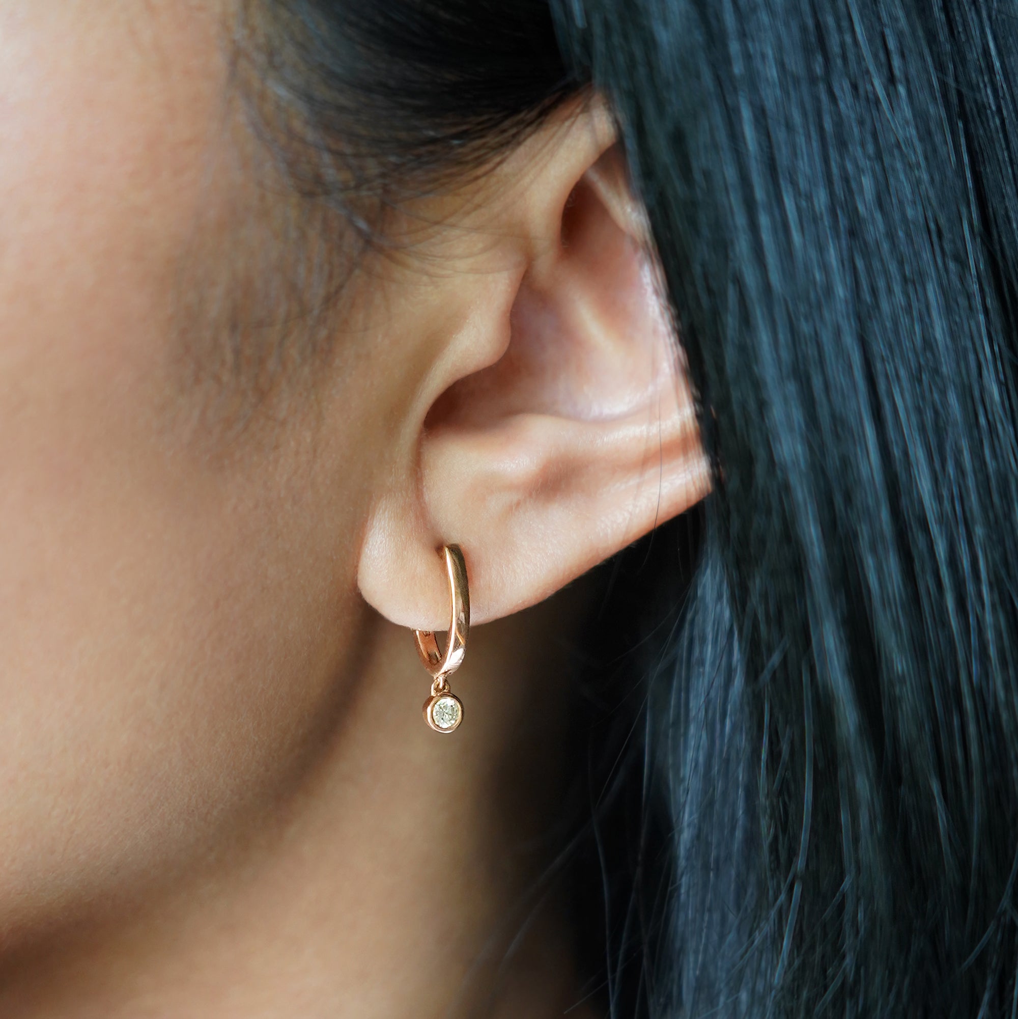 Versatile Diamond Charm Earrings - Solid 18K Rose Gold | BITS OF BALI JEWELRY