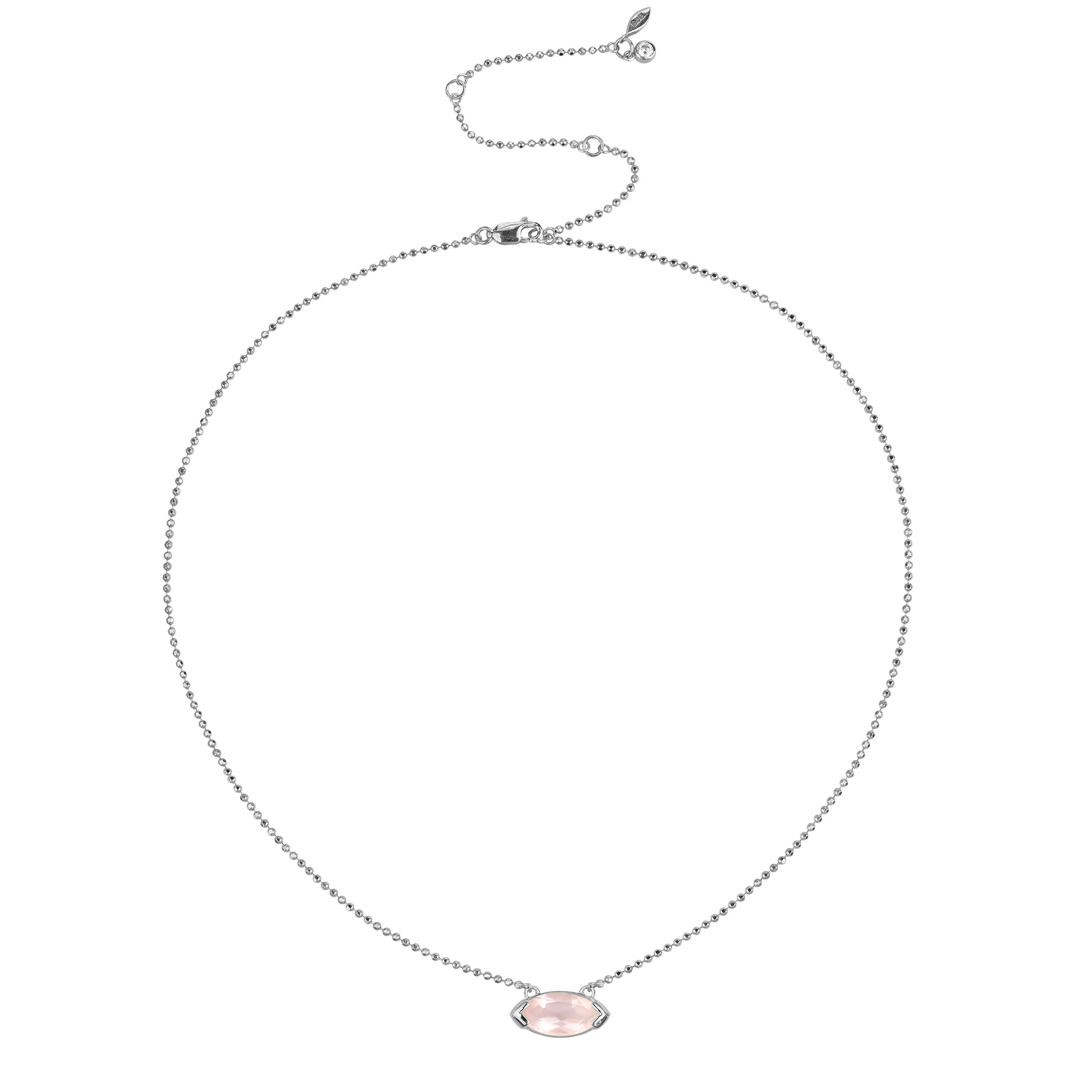 IBU LARGE MARQUISE PENDANT NECKLACE - ROSE QUARTZ