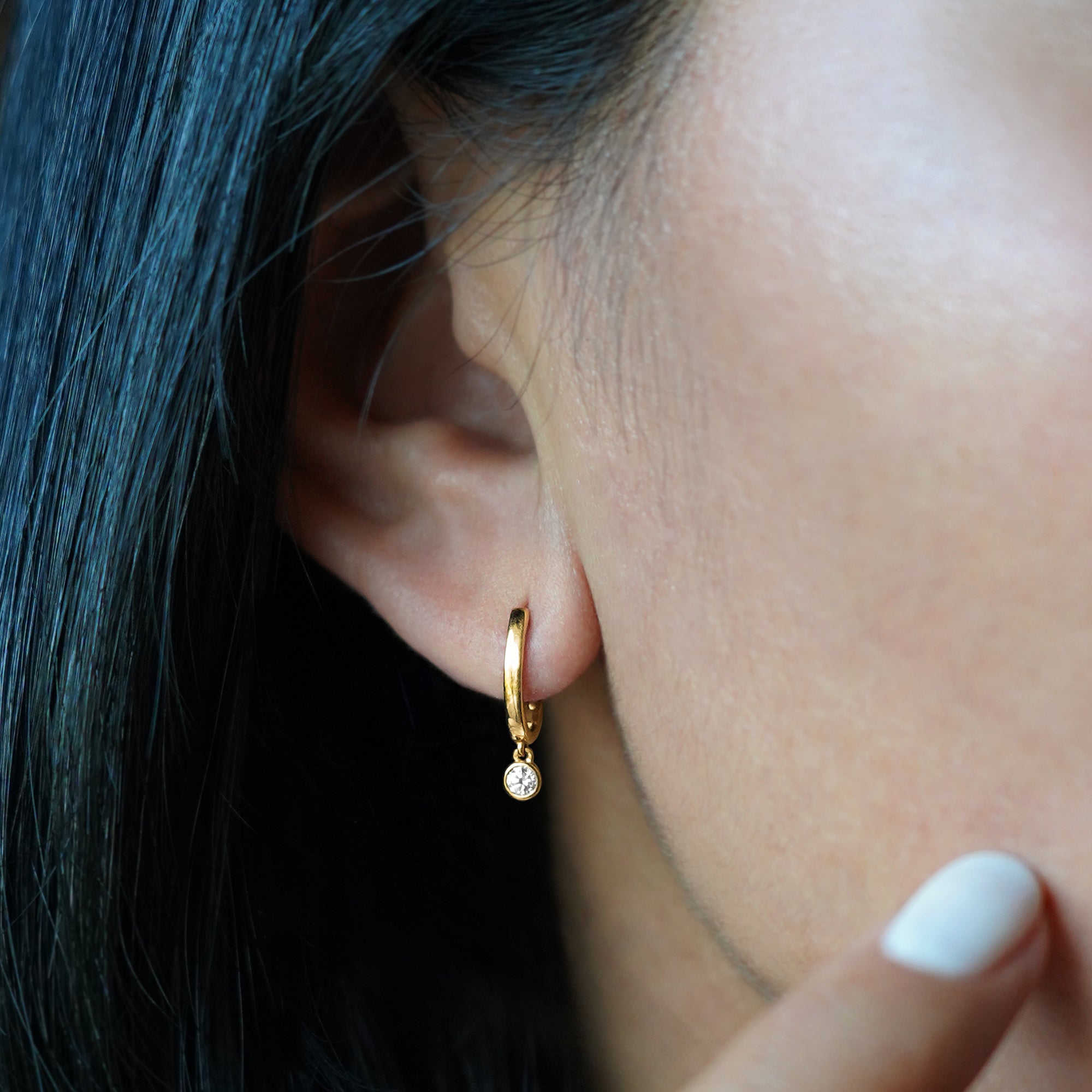 Versatile Diamond Charm Earrings - Solid 18K Yellow Gold | BITS OF BALI JEWELRY