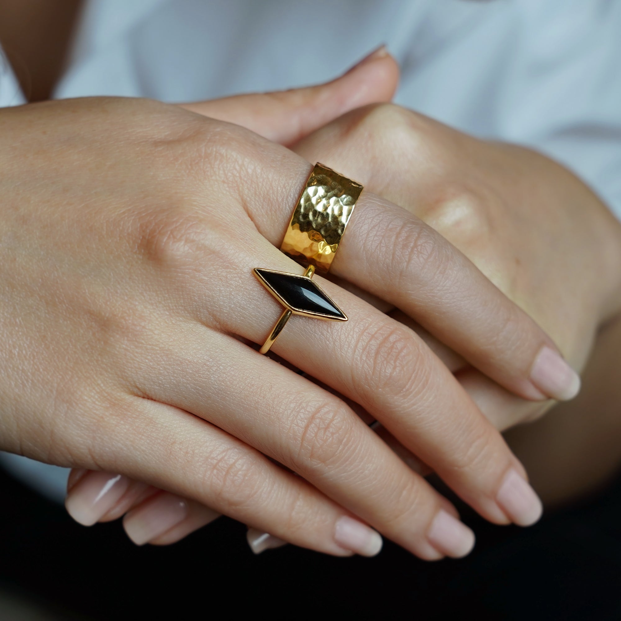 ARYA LONG BLACK ONYX RING - BITS OF BALI JEWELRY