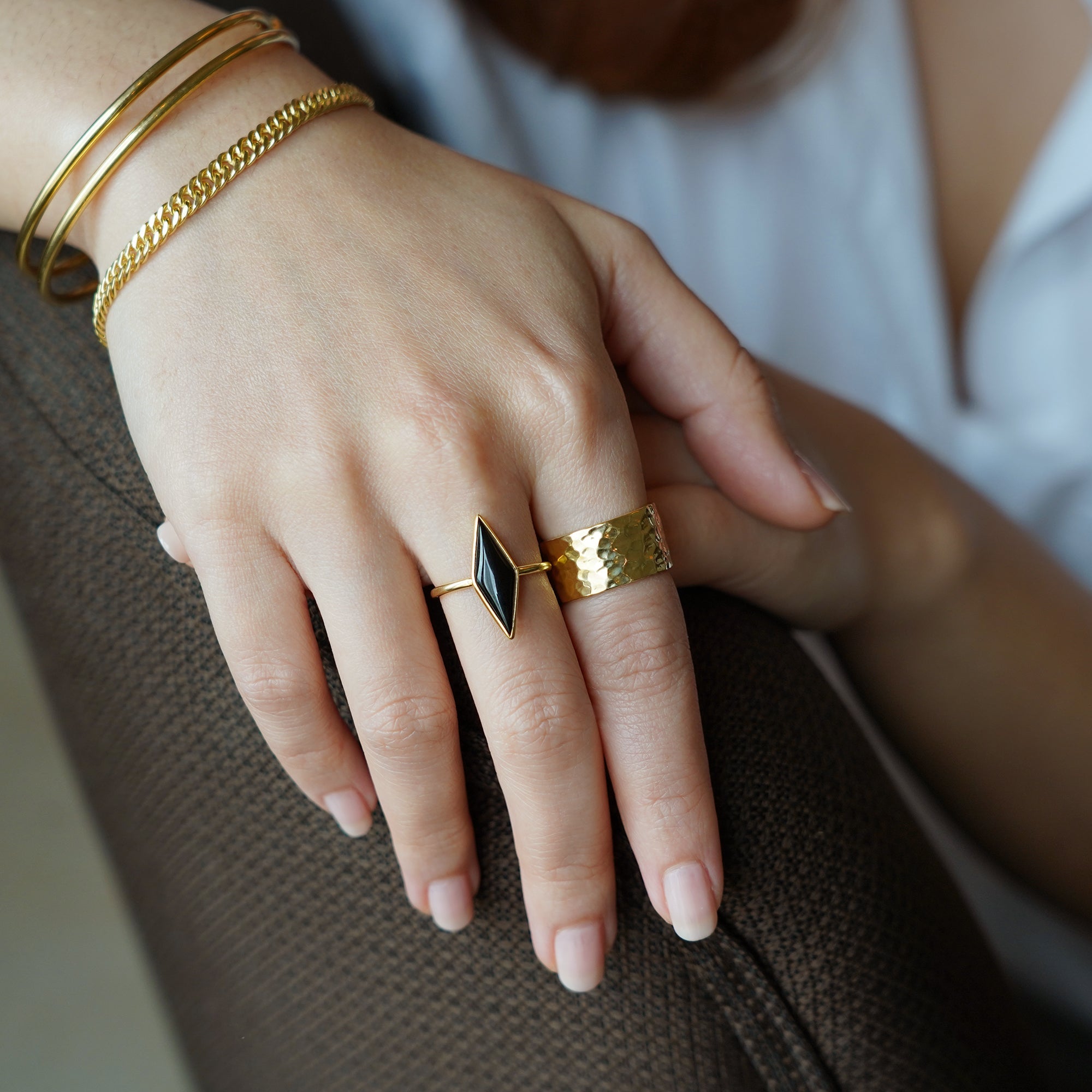 ARYA LONG BLACK ONYX RING - BITS OF BALI JEWELRY