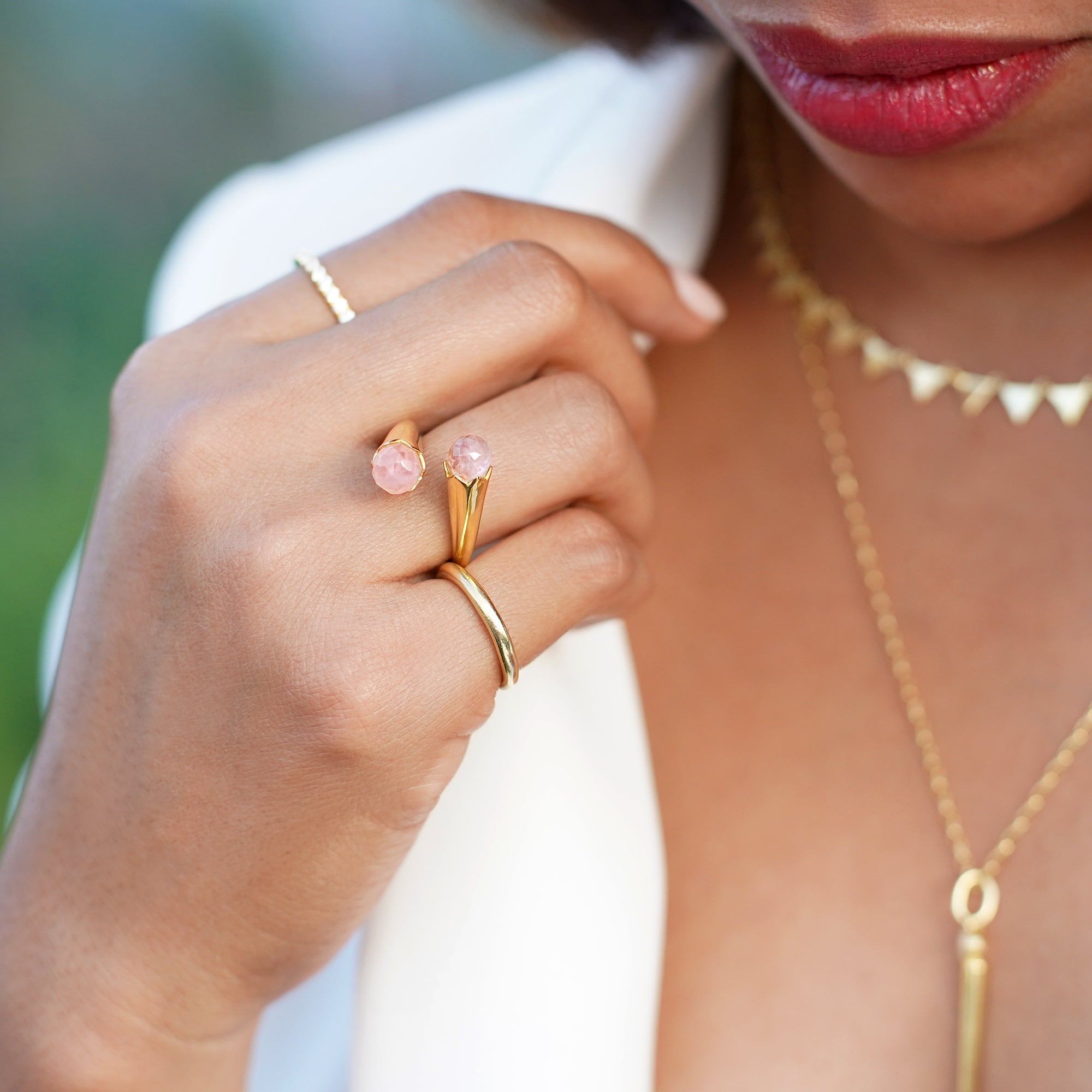 BLOOMING RING RING - ROSE QUARTZ - BITS OF BALI JEWELRY