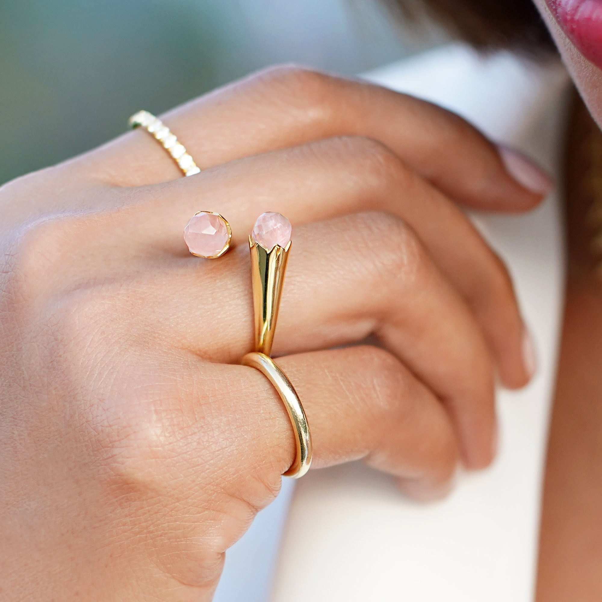 BLOOMING RING RING - ROSE QUARTZ - BITS OF BALI JEWELRY