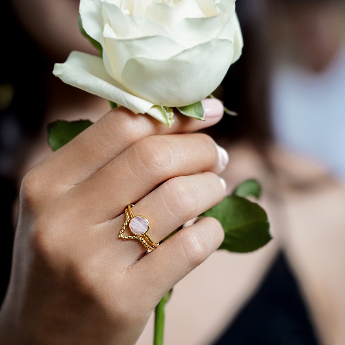 DIPTA MEDIUM BUBBLE RING - ROSE QUARTZ - BITS OF BALI JEWELRY