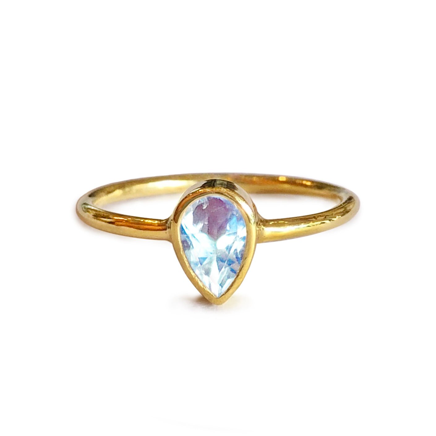 DIPTA RAINBOW MOONSTONE RING - SOLID 14K GOLD - BITS OF BALI JEWELRY