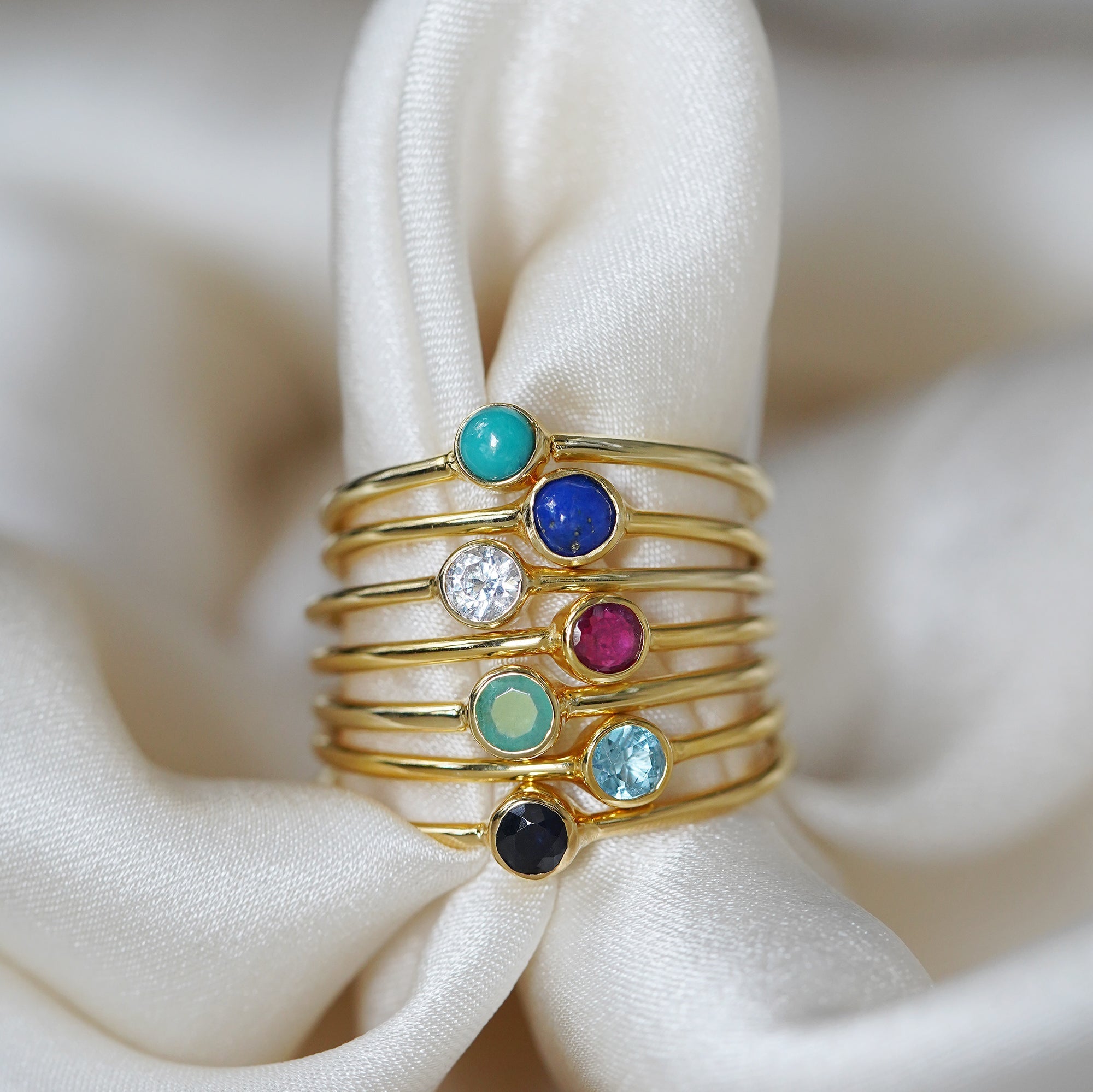 Dipta Tiny Single Bubble Ring - Blue Sapphires | BITS OF BALI JEWELRY