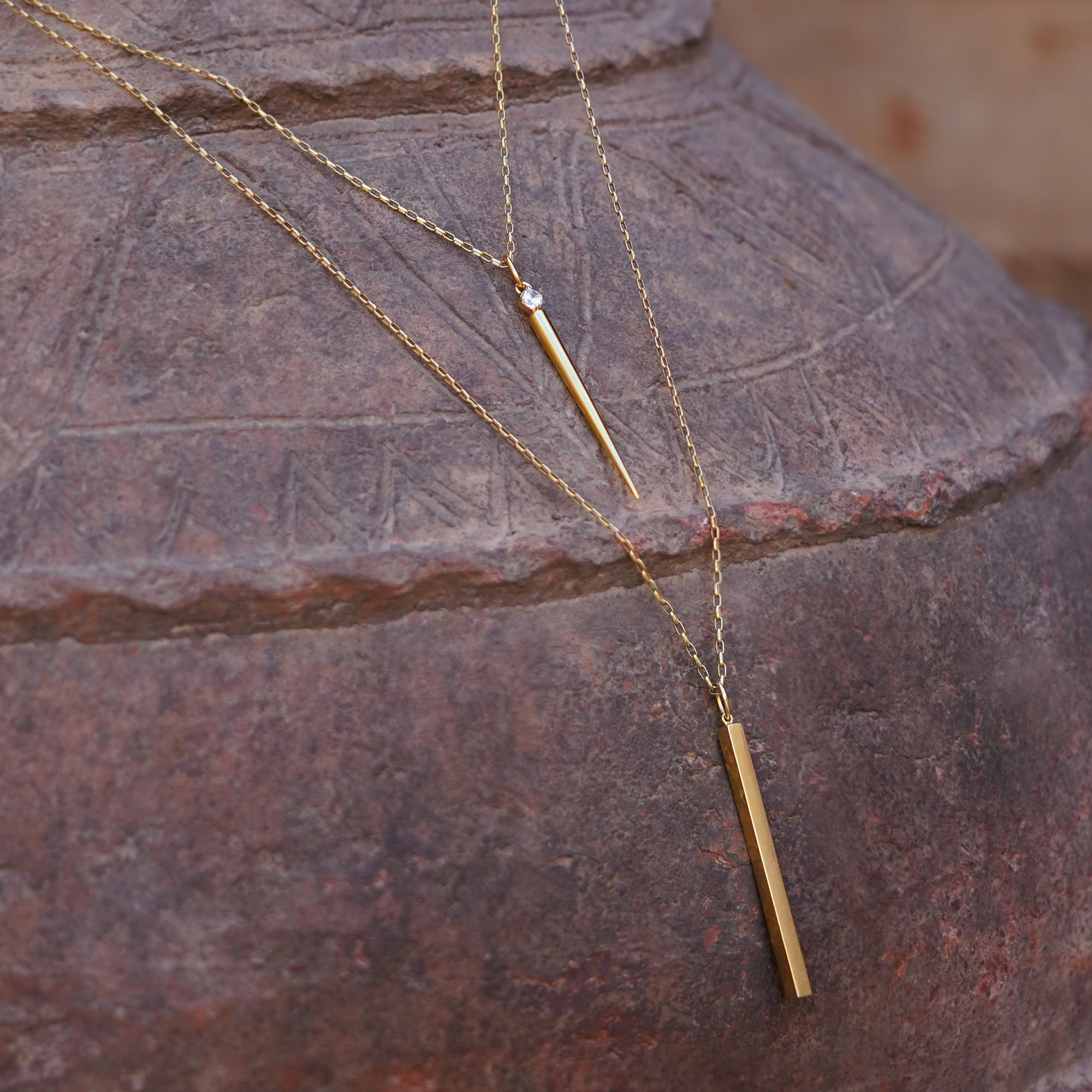 ESSENTIAL STICK NECKLACE - RECTANGLE CABLE - BITS OF BALI JEWELRY