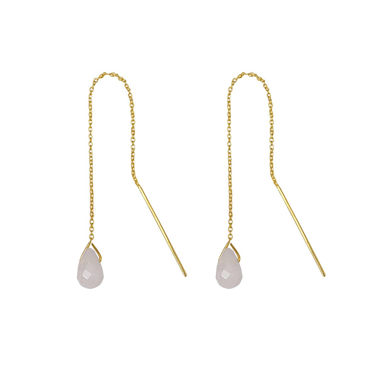 GENTA THREAD CHAIN EARRING - ROSE QUARTZ - BITS OF BALI JEWELRY