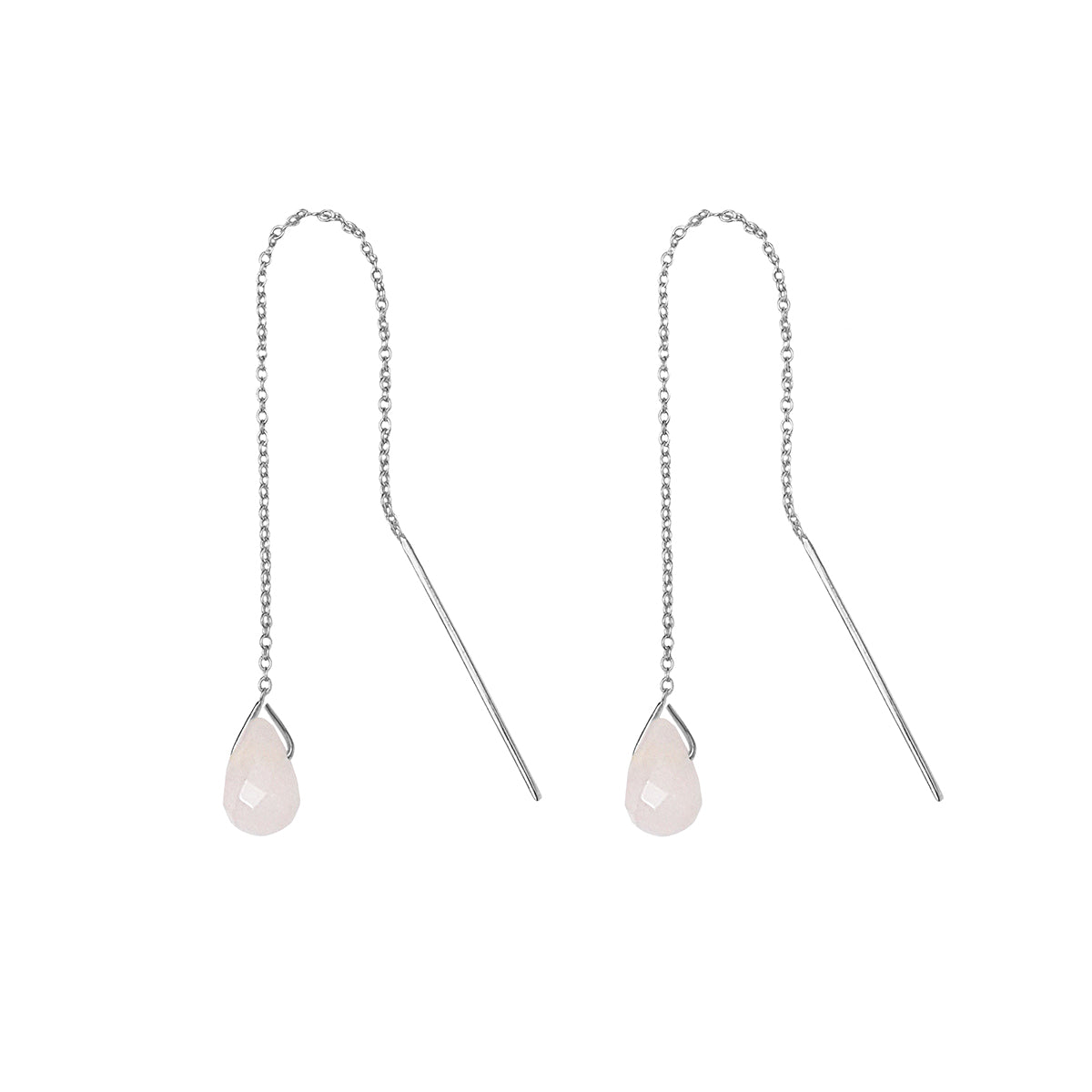 Genta Thread Chain Earring - Rose Quartz | BITS OF BALI JEWELRY