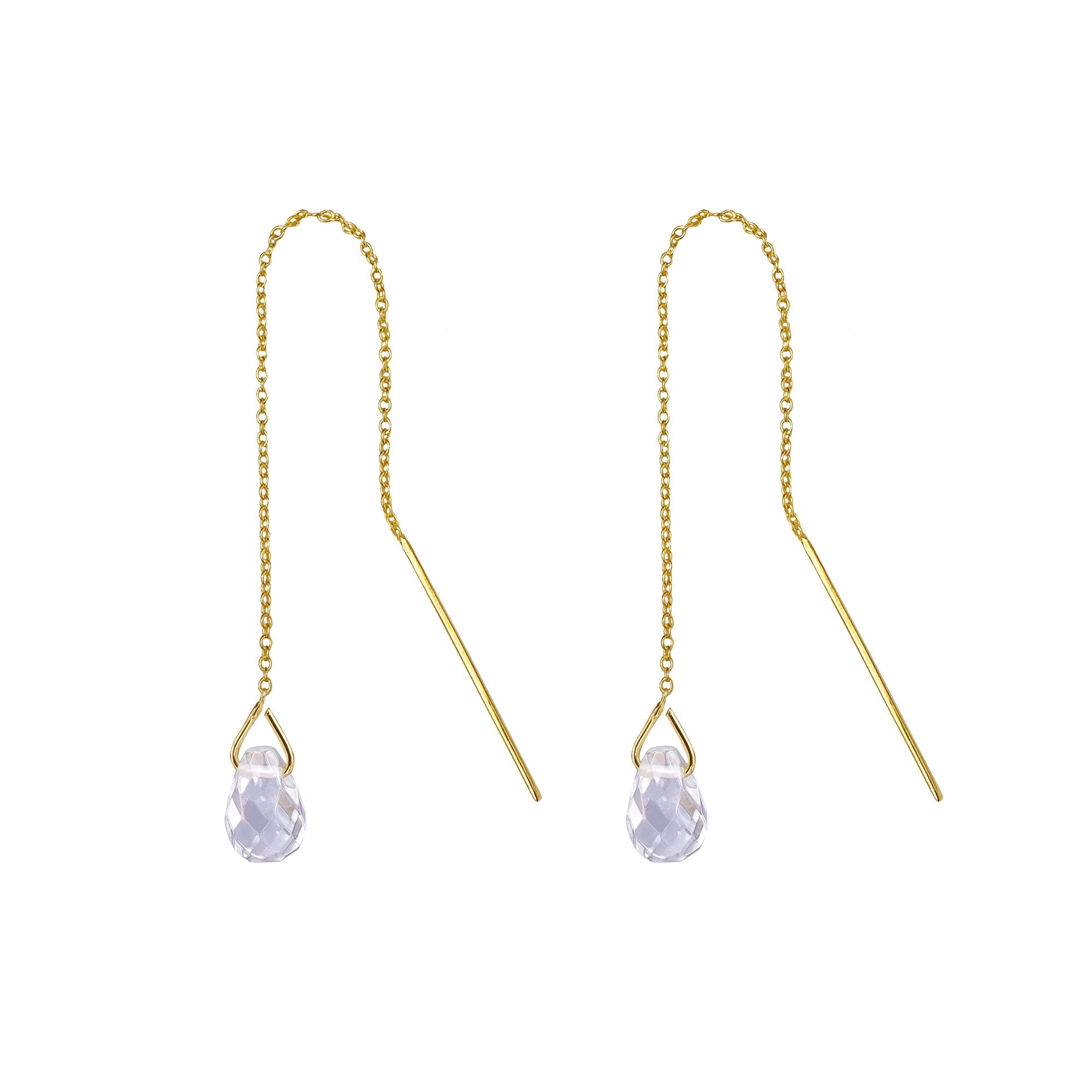 GENTA THREAD CHAIN EARRINGS - WHITE TOPAZ - BITS OF BALI JEWELRY