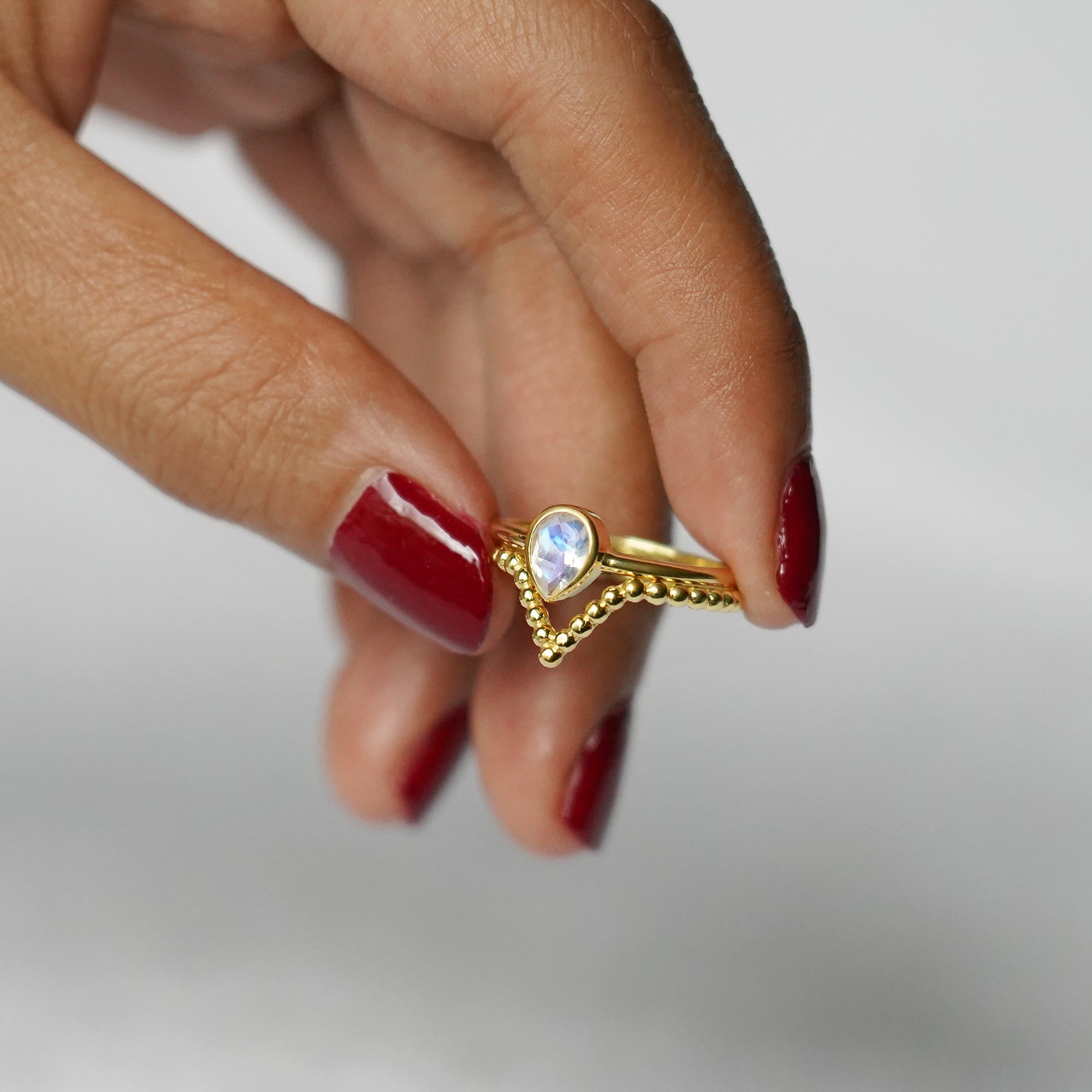 GIRI CHEVRON DOTTED RING - SOLID 14K GOLD - BITS OF BALI JEWELRY