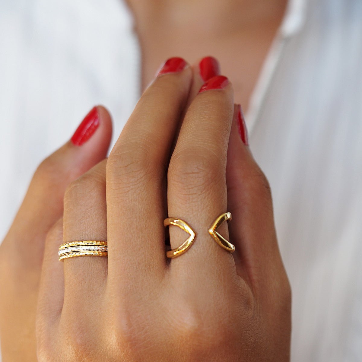 GIRI DOUBLE TRIANGLE RING - BITS OF BALI JEWELRY