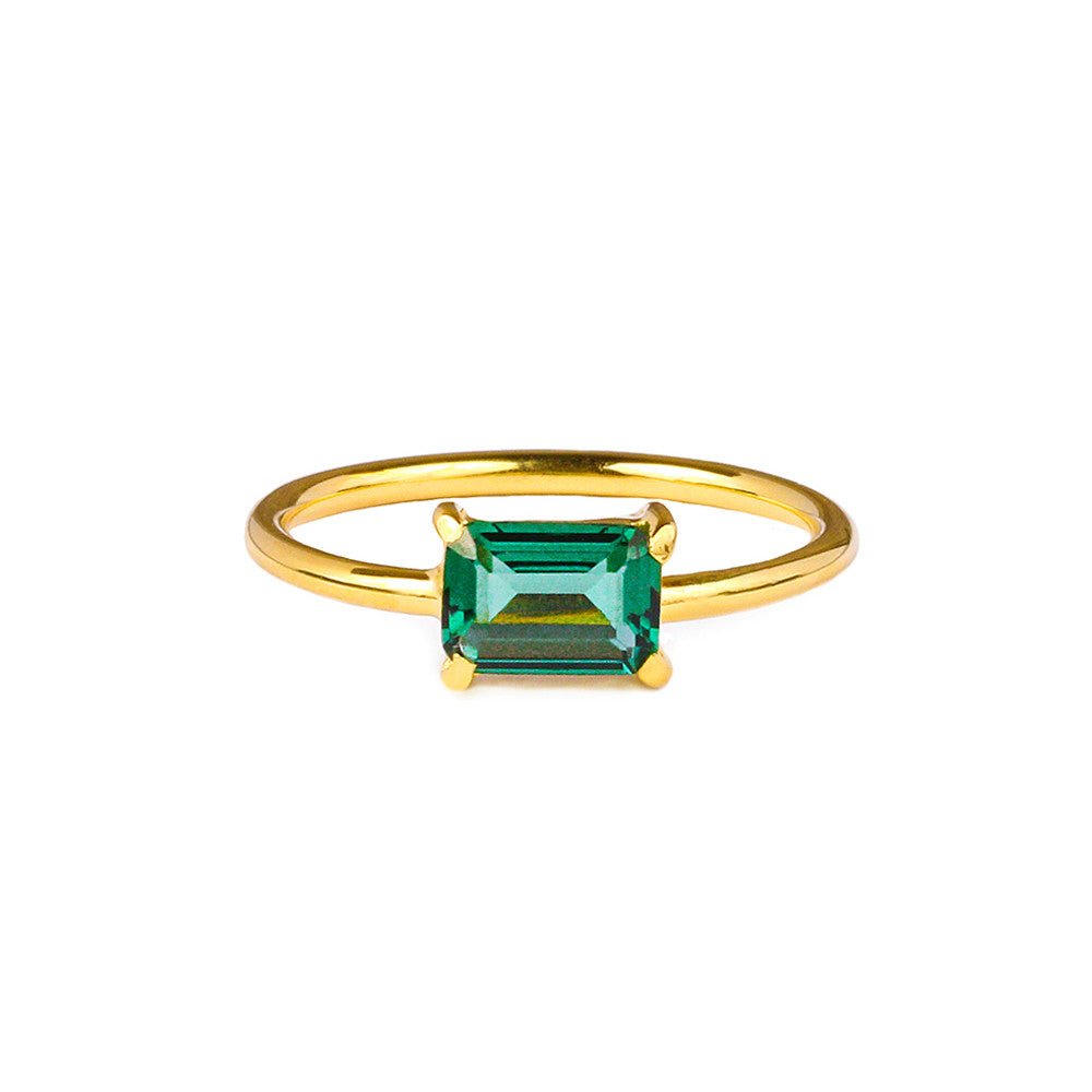 GITA SINGLE BAGUETTE RING - GREEN QUARTZ - BITS OF BALI JEWELRY