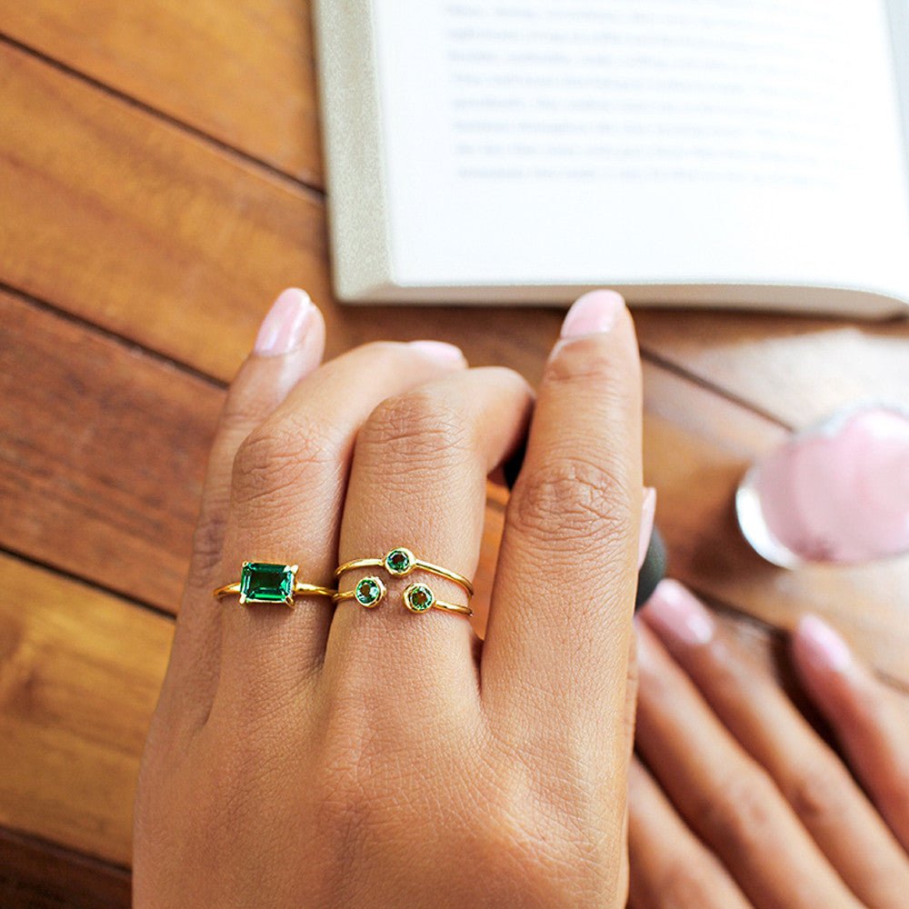 Gita Single Baguette Ring - Green Quartz | BITS OF BALI JEWELRY