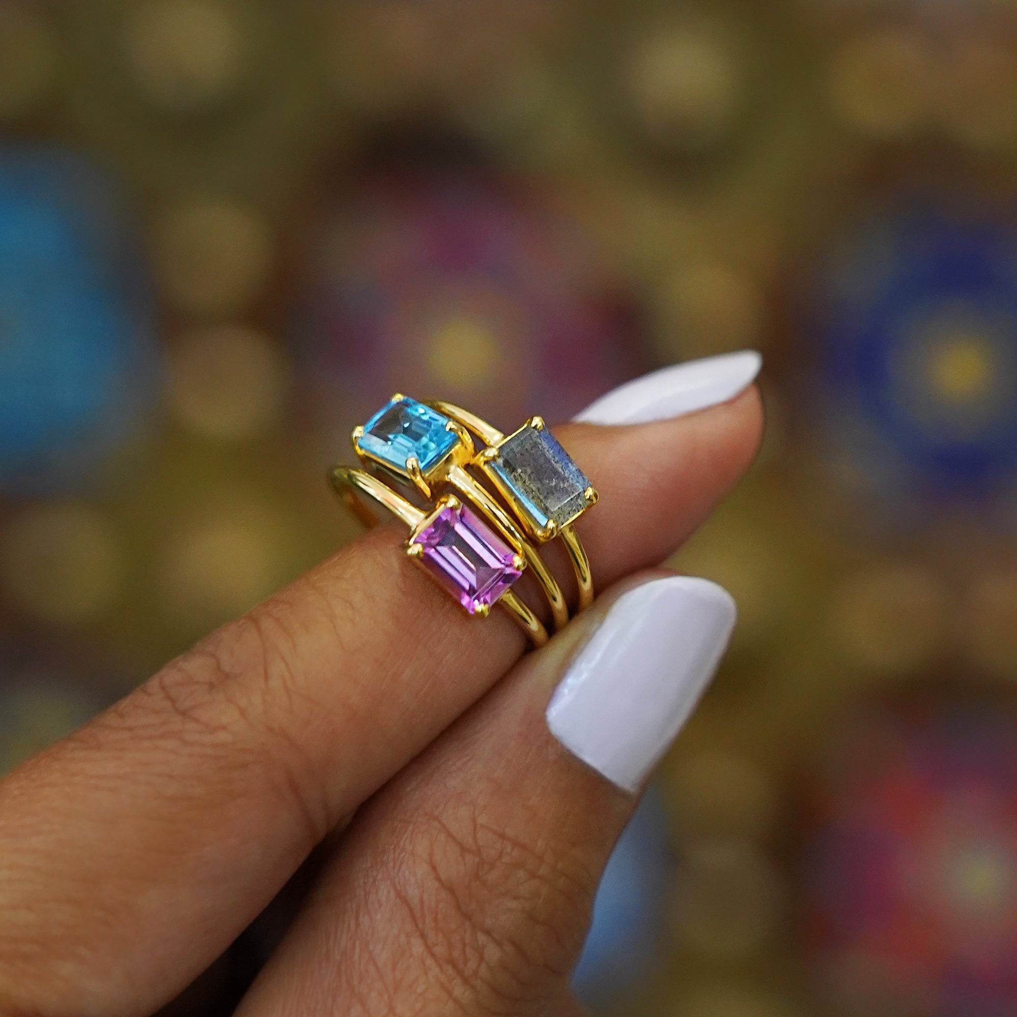 Gita Single Baguette Ring - Pink Topaz | BITS OF BALI JEWELRY