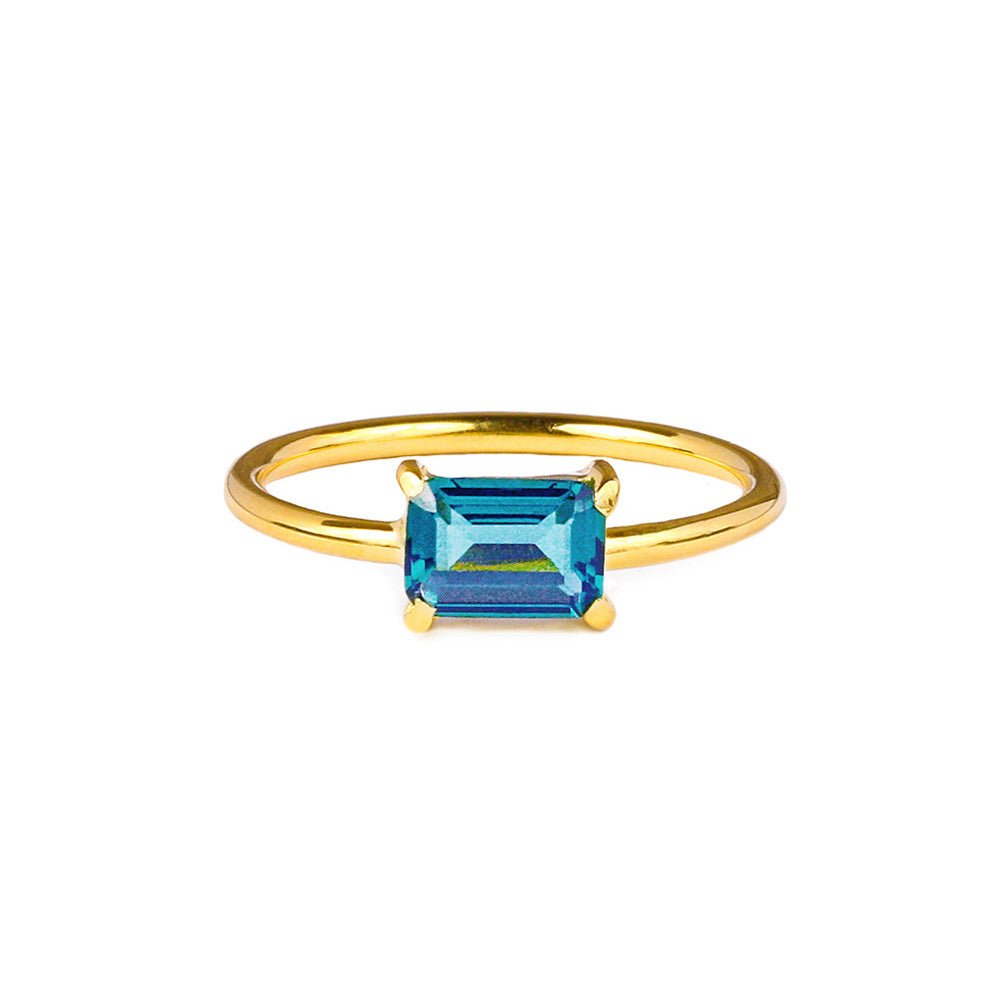 Gita Single Baguette Ring - Swiss Blue Topaz | BITS OF BALI JEWELRY