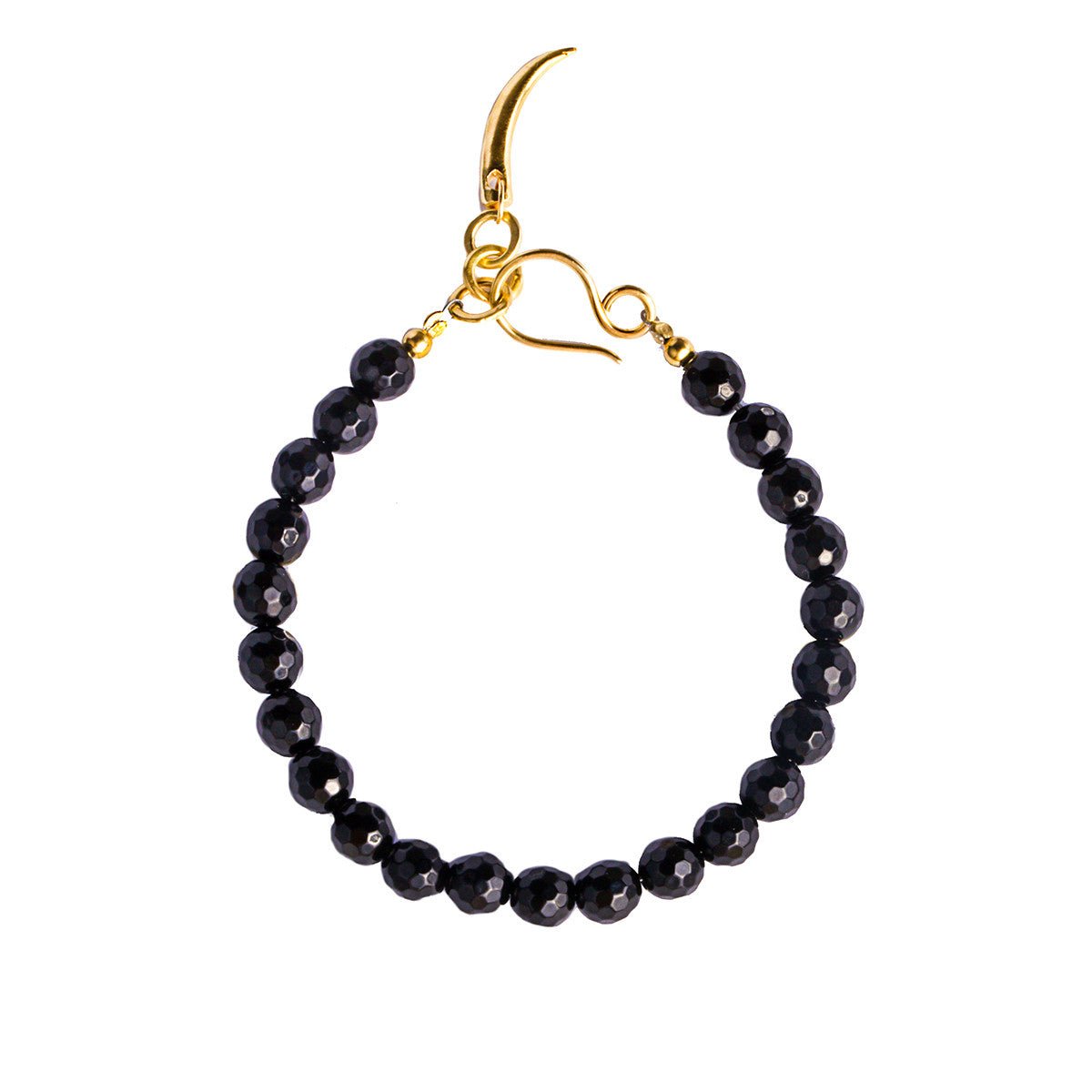 Nirmala Double String Bracelet with Claw - Black Onyx Sterling Silver