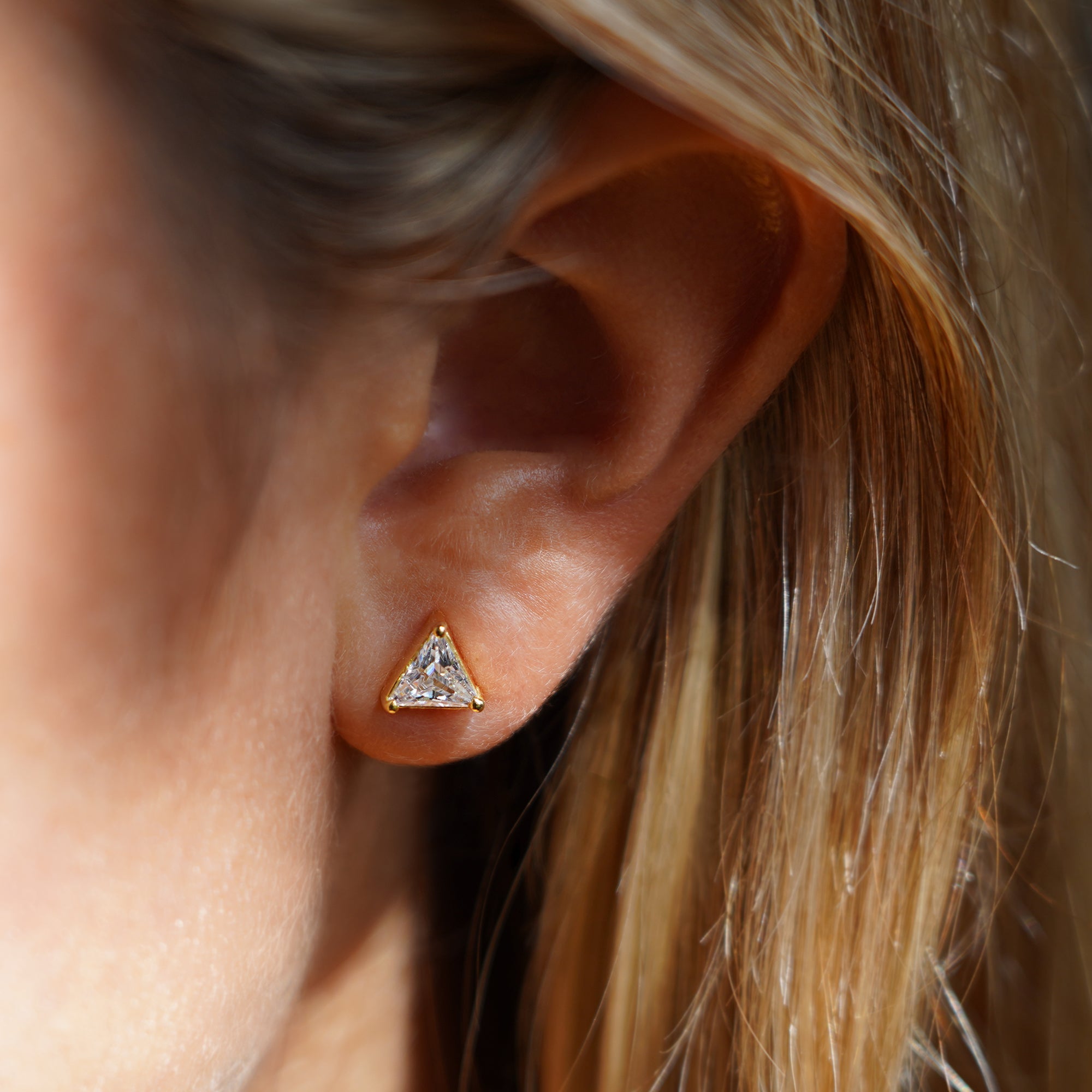 SANDI TRIANGLE WHITE CUBIC ZIRCONIA EARRINGS - BITS OF BALI JEWELRY