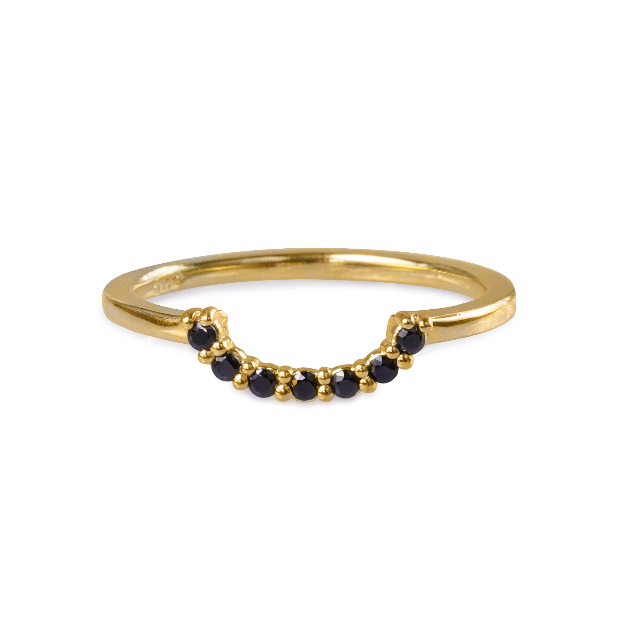 TARA HALF CIRCLE RING - BLACK SPINEL - Rings - BITS OF BALI JEWELRY