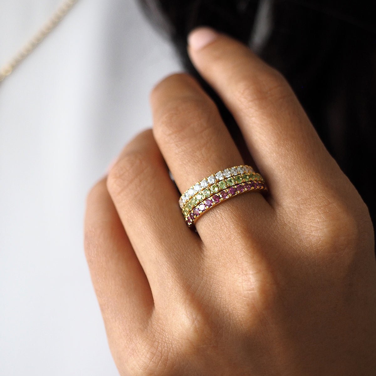 TARA PAVE 2MM WHITE CZ RING - Rings - BITS OF BALI JEWELRY