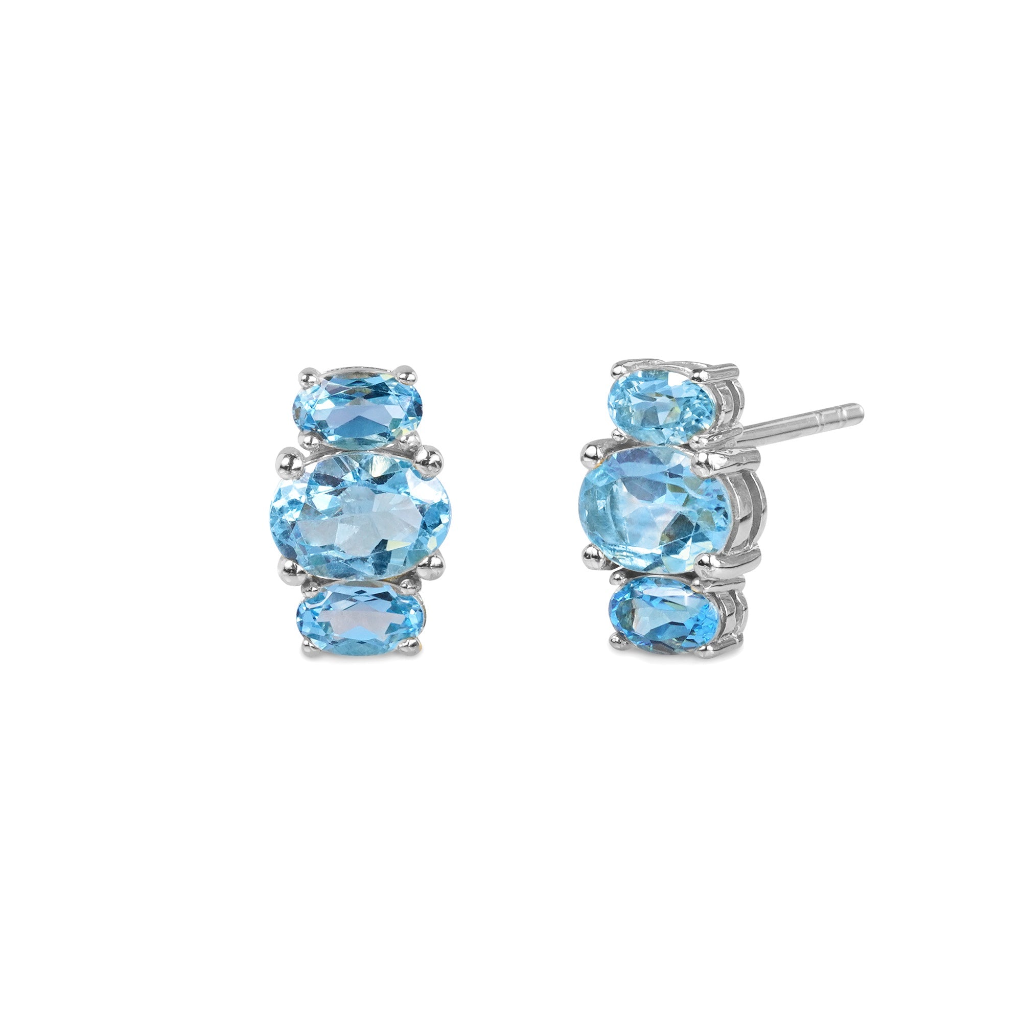 Trio Stone Earrings - Blue Topaz | BITS OF BALI JEWELRY