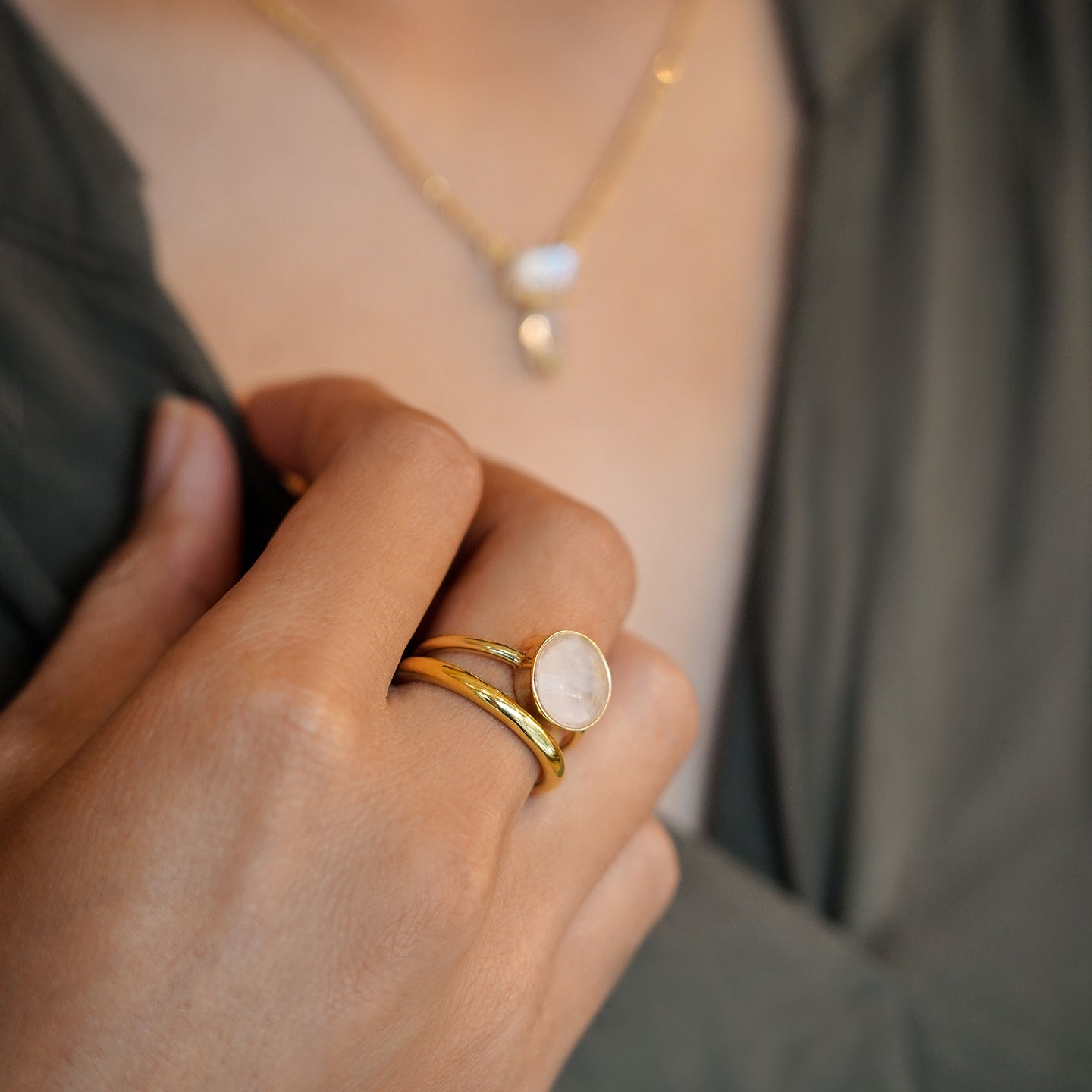 VIRA BOLD RING - ROSE QUARTZ - BITS OF BALI JEWELRY