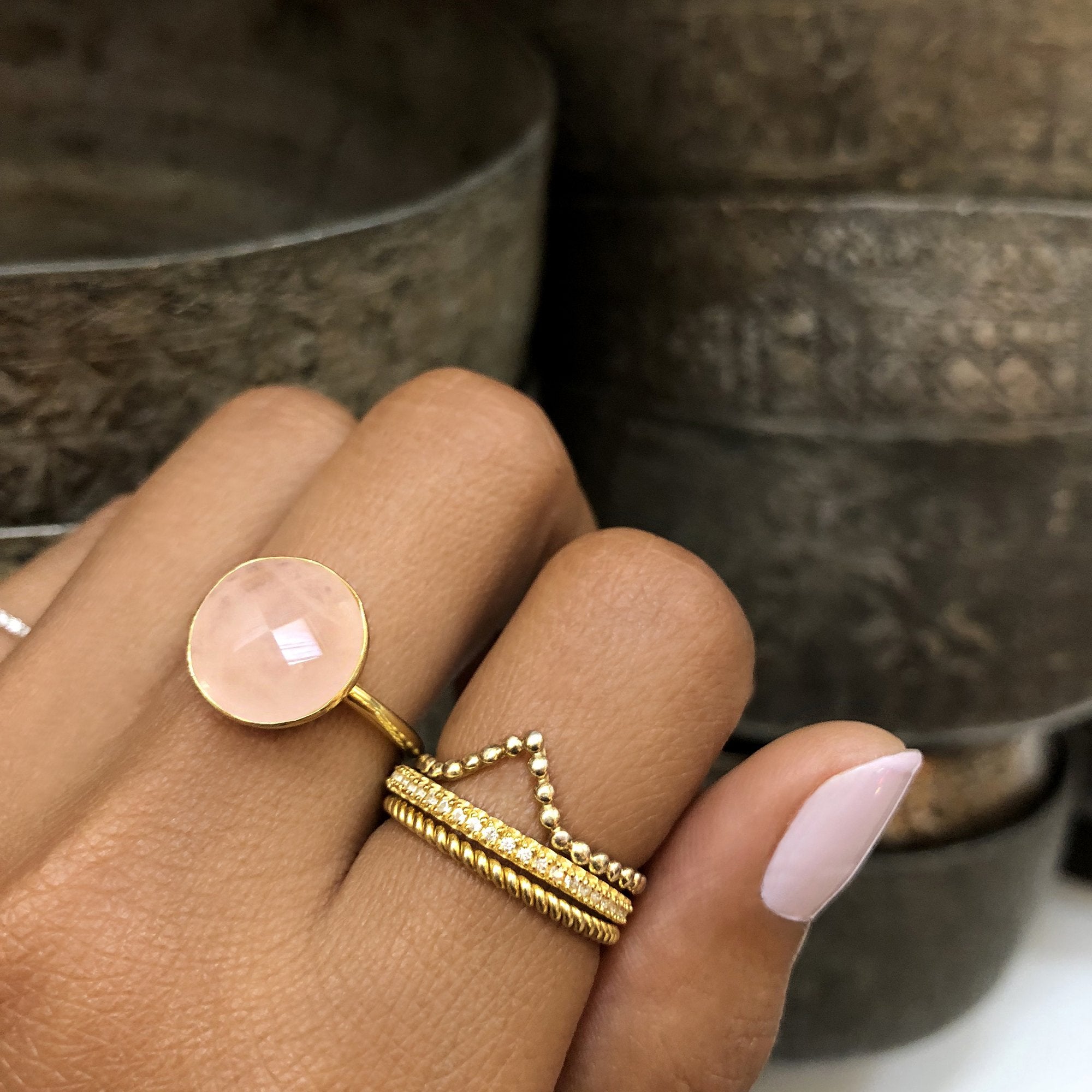 VIRA BOLD RING - ROSE QUARTZ - BITS OF BALI JEWELRY