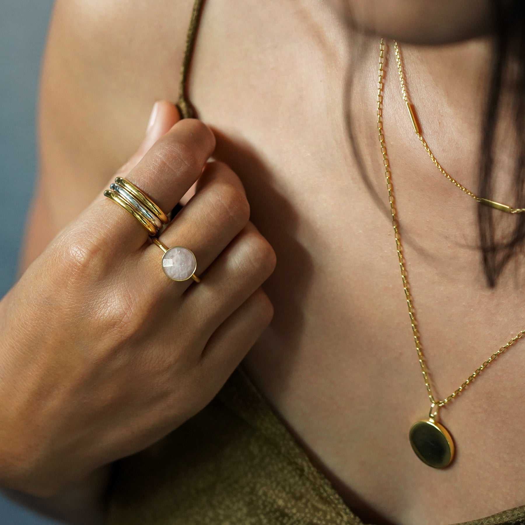 VIRA BOLD RING - ROSE QUARTZ - BITS OF BALI JEWELRY